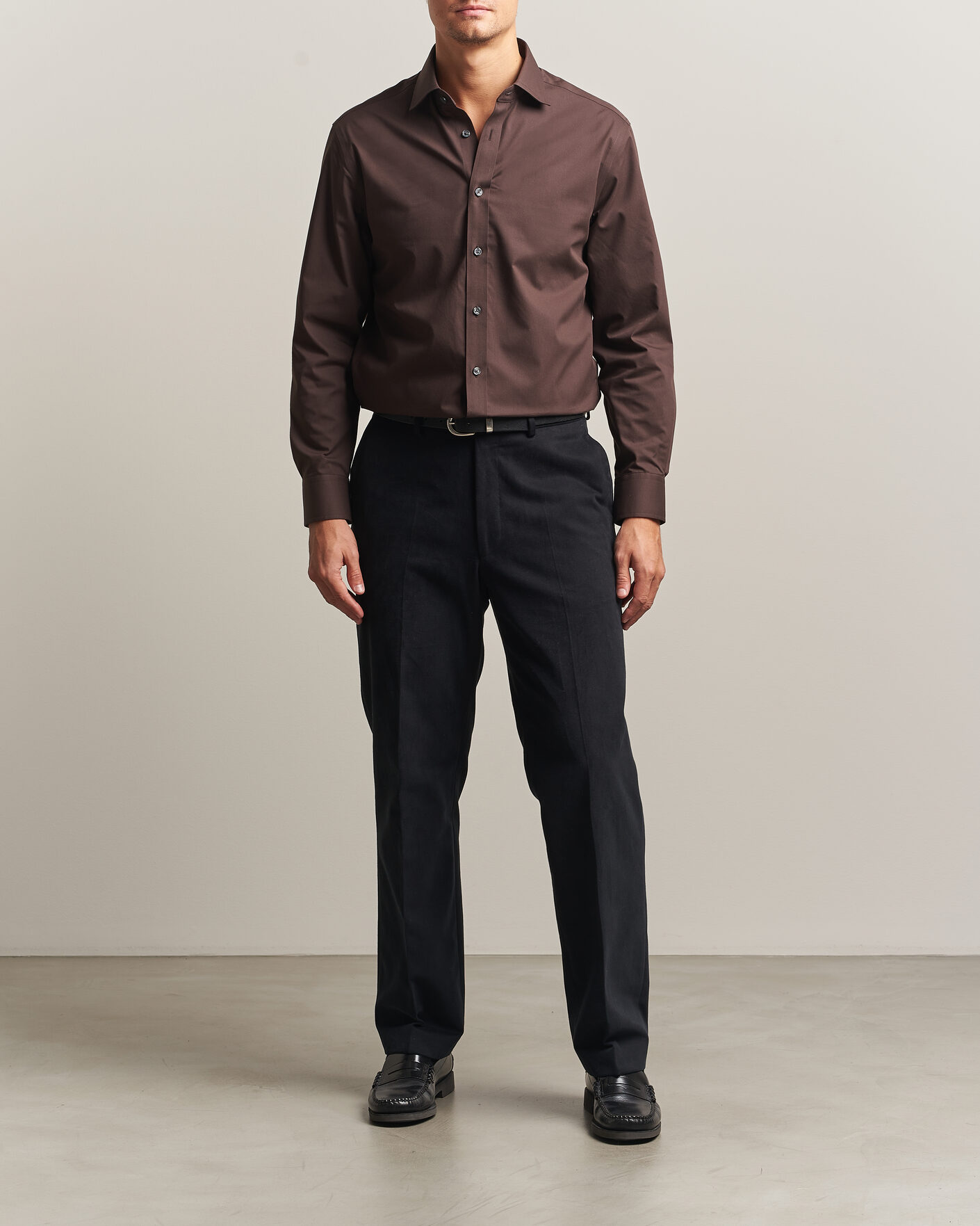 Herren | Hemden | Charles Tyrwhitt | Slim Fit Non Iron Poplin Cut Away Shirt Chocolate