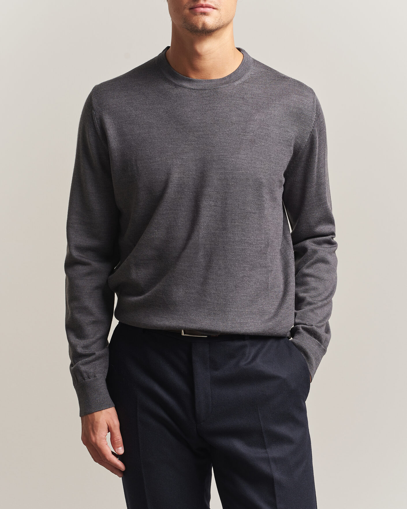 Herren | Pullover | Charles Tyrwhitt | Pure Merino Crew Neck Jumper Grey
