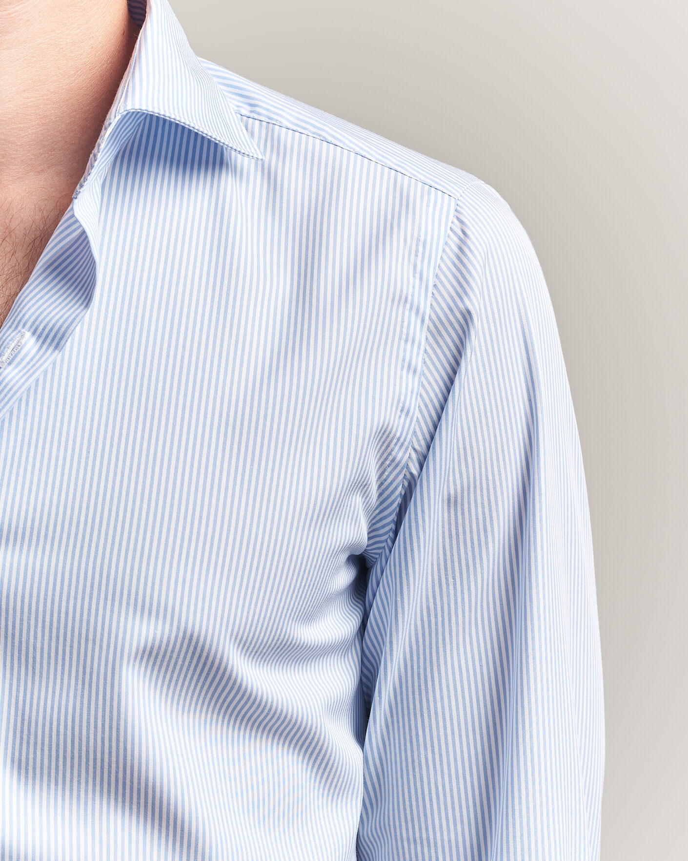 Herren | Hemden | Finamore Napoli | Milano Slim Traveller Cotton Shirt Blue Stripe