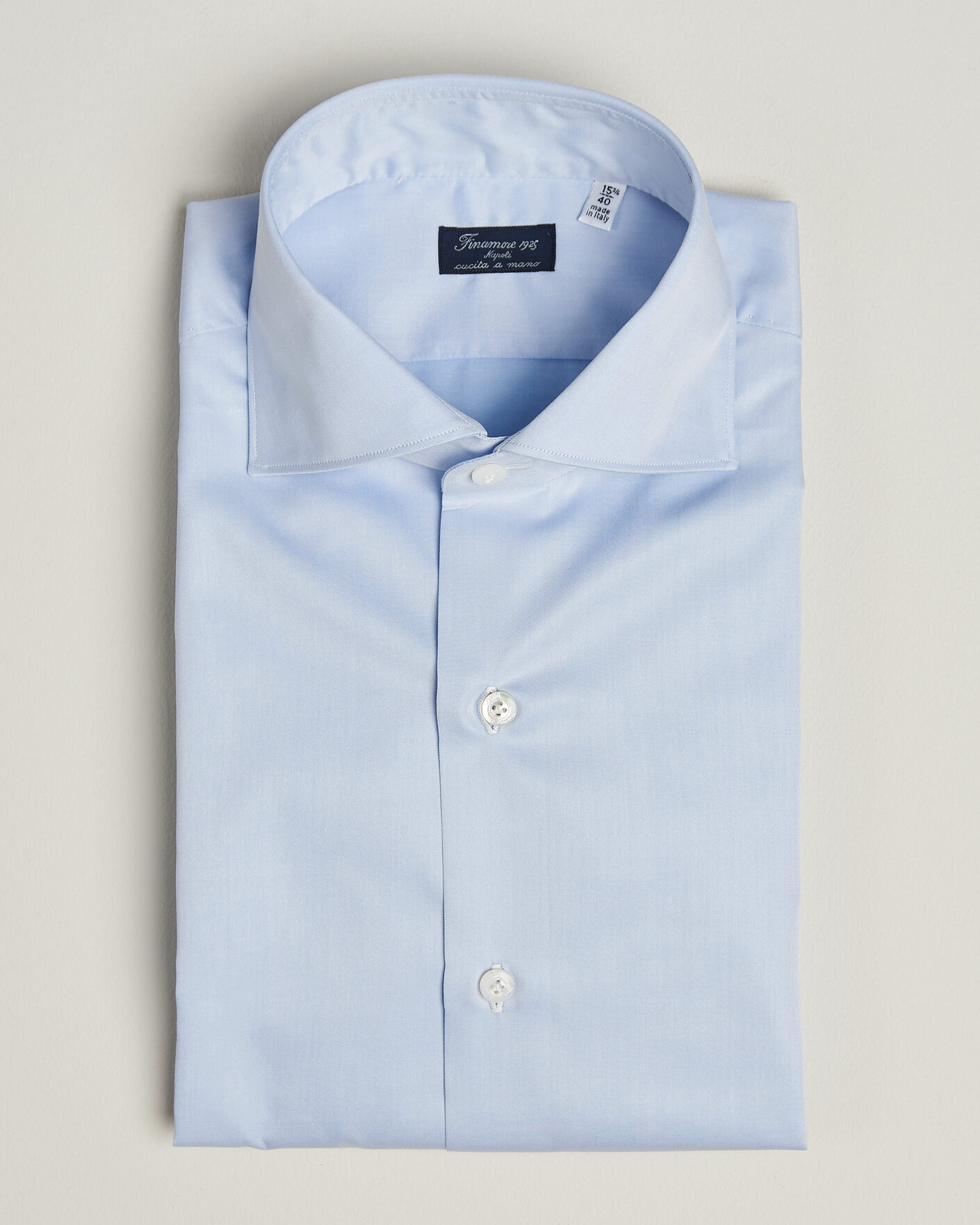 Herren | Hemden | Finamore Napoli | Milano Slim Traveller Cotton Shirt Light Blue