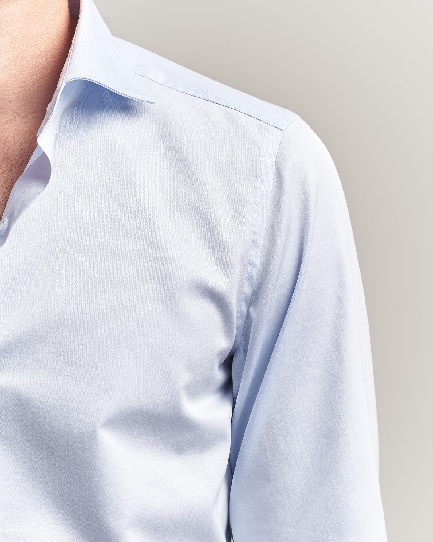 Herren | Hemden | Finamore Napoli | Milano Slim Traveller Cotton Shirt Light Blue