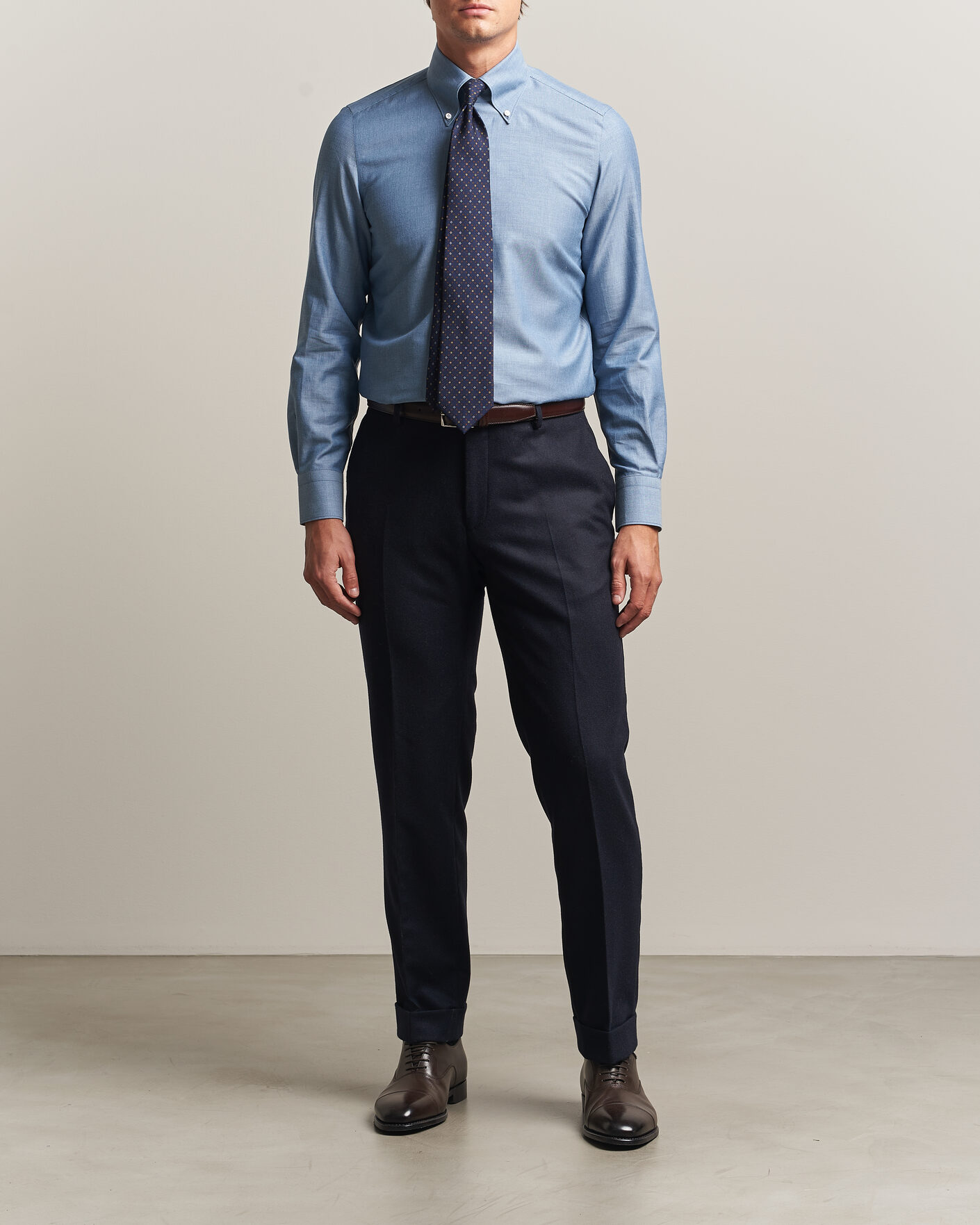 Herren | Hemden | Finamore Napoli | Milano Slim Cashmere BD Shirt Light Blue
