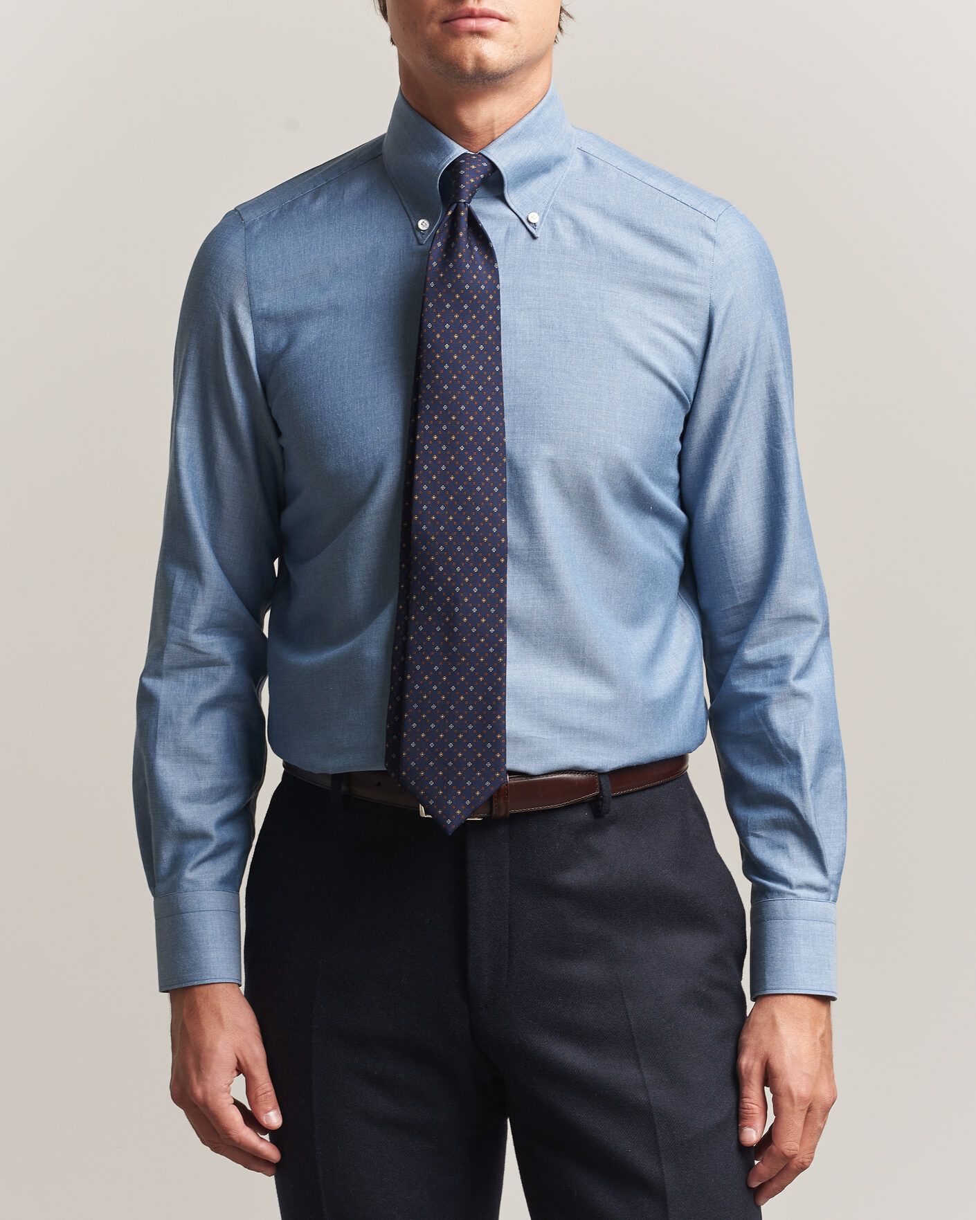 Herren | Hemden | Finamore Napoli | Milano Slim Cashmere BD Shirt Light Blue