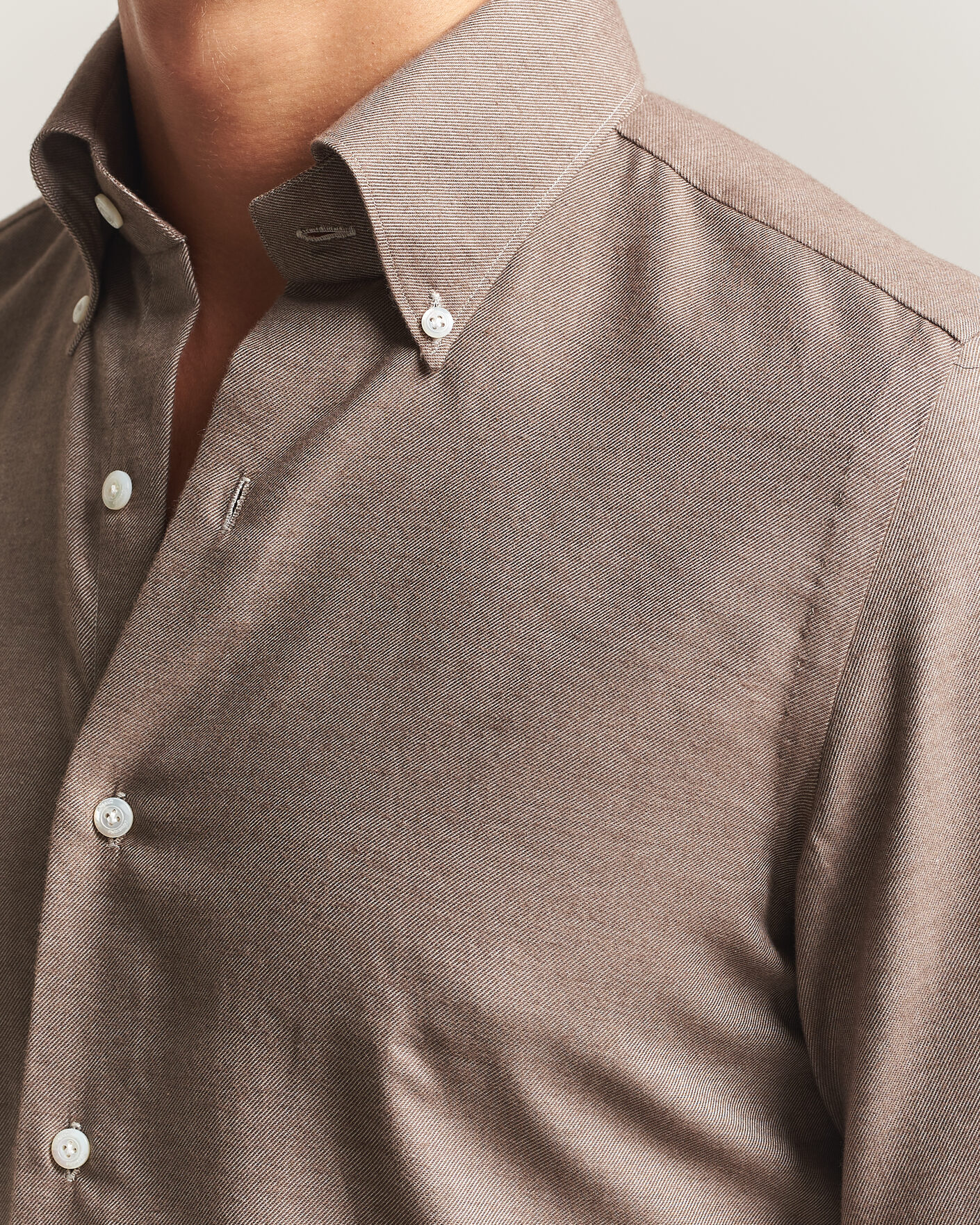 Herren | Hemden | Finamore Napoli | Milano Slim Cashmere BD Shirt Brown
