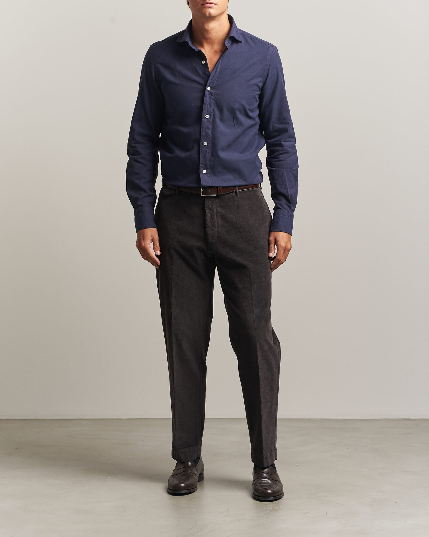 Herren | Hemden | Finamore Napoli | Gaeta Flannel Sport Shirt Navy