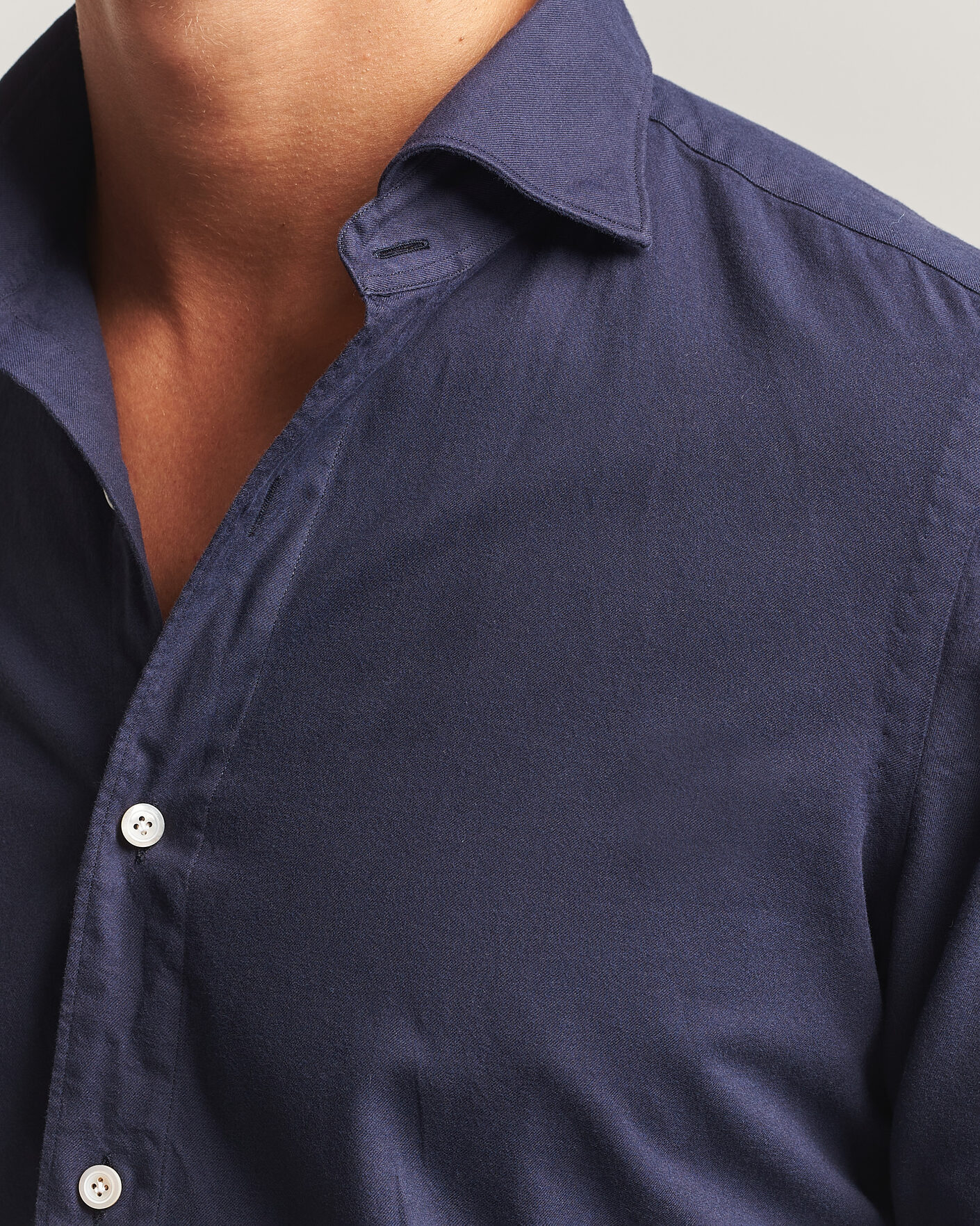 Herren | Hemden | Finamore Napoli | Gaeta Flannel Sport Shirt Navy