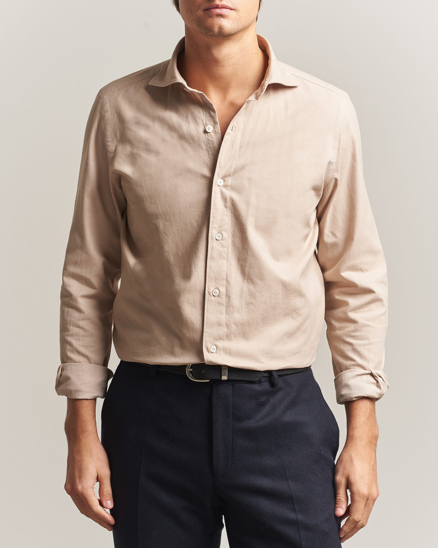 Herren | Hemden | Finamore Napoli | Gaeta Flannel Sport Shirt Beige