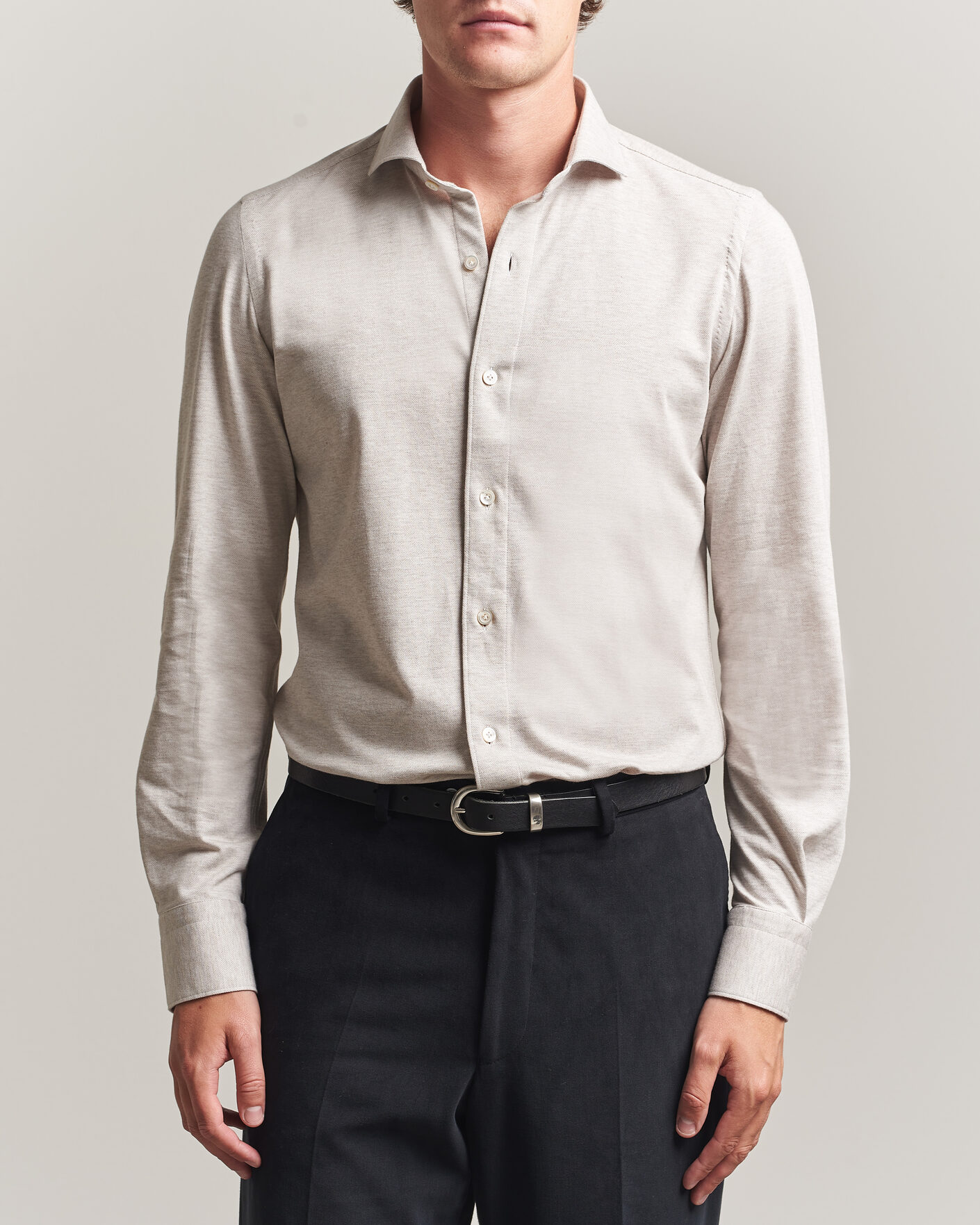 Herren | Hemden | Finamore Napoli | Cotton/Cashmere Jersey Shirt Beige