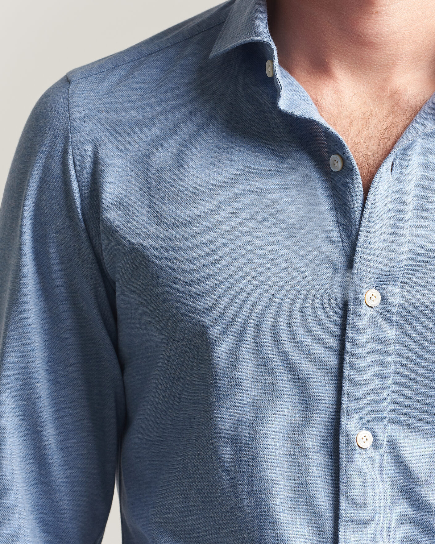 Herren | Hemden | Finamore Napoli | Cotton/Cashmere Jersey Shirt Light Blue