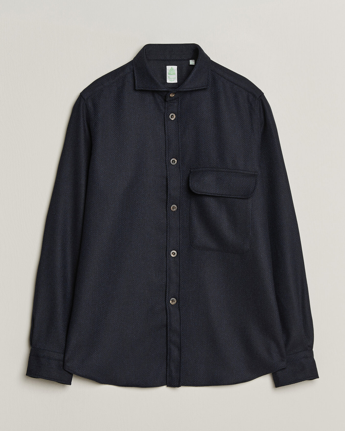 Herren | Hemden | Finamore Napoli | Wool Herringbone Overshirt Navy