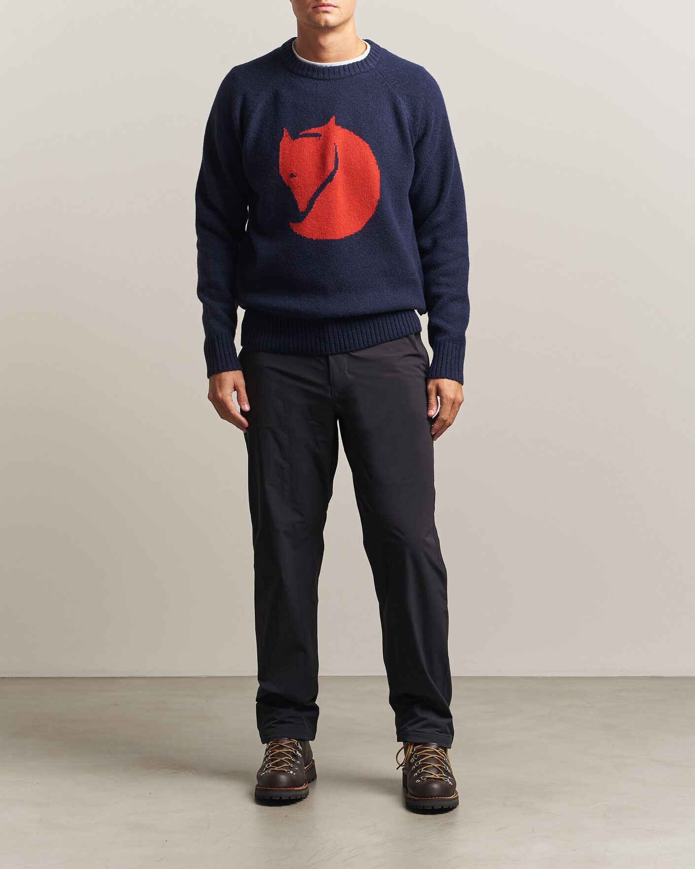 Herren | Pullover | Fjällräven | Logo Knit Wool Sweater Dark Navy