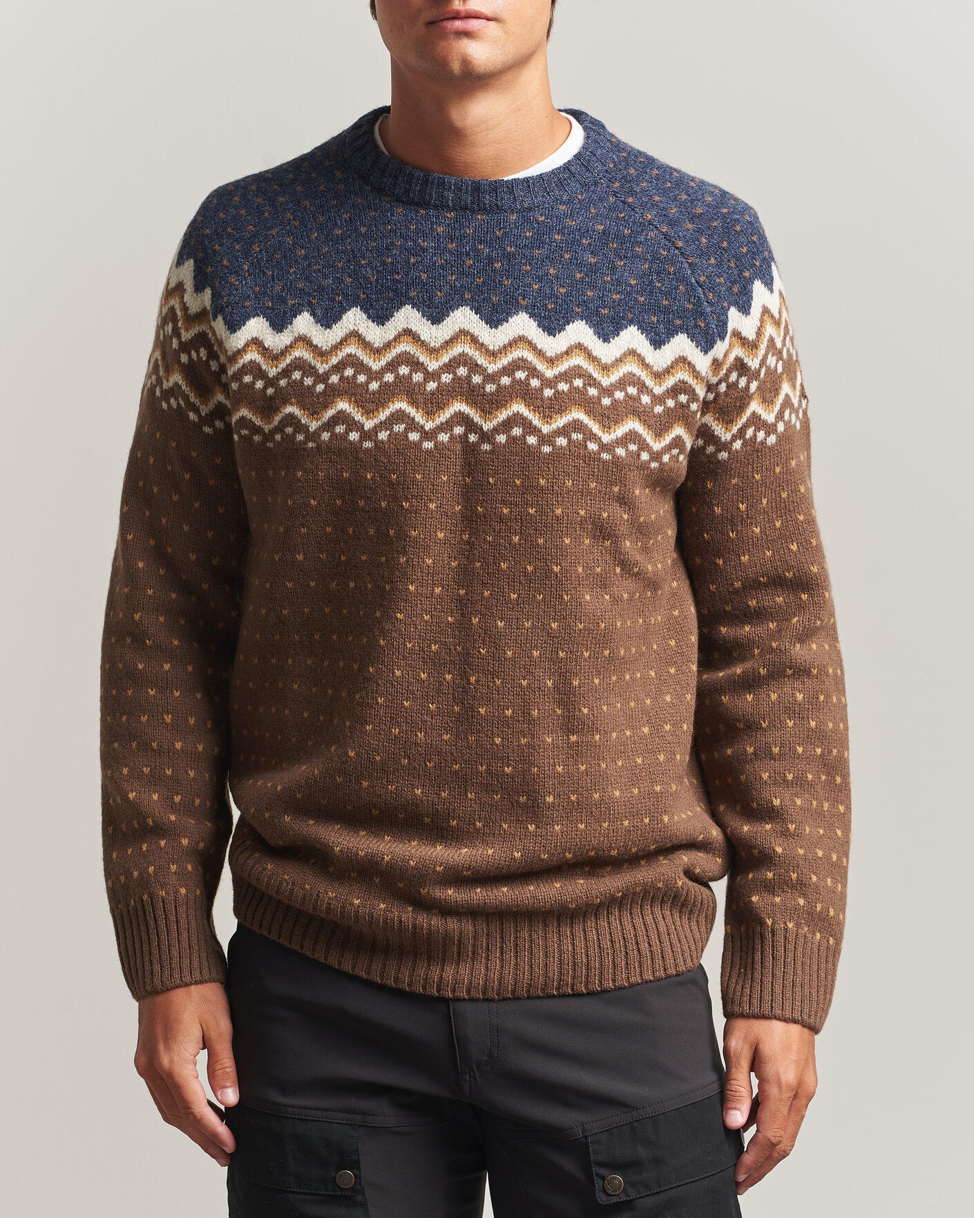 Herren | Pullover | Fjällräven | Övik Knit Wool Sweater Dark Oak
