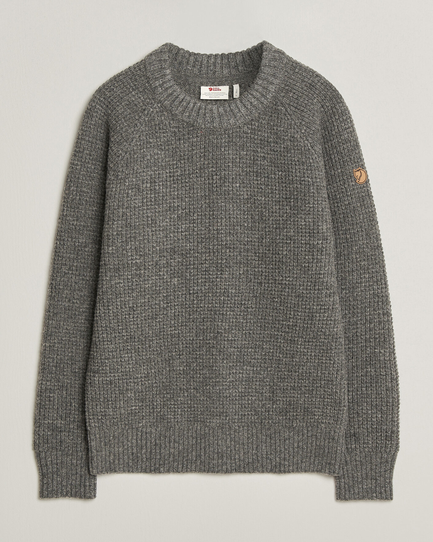 Herren | Pullover | Fjällräven | Övik Wool Waffle Knit Grey Melange