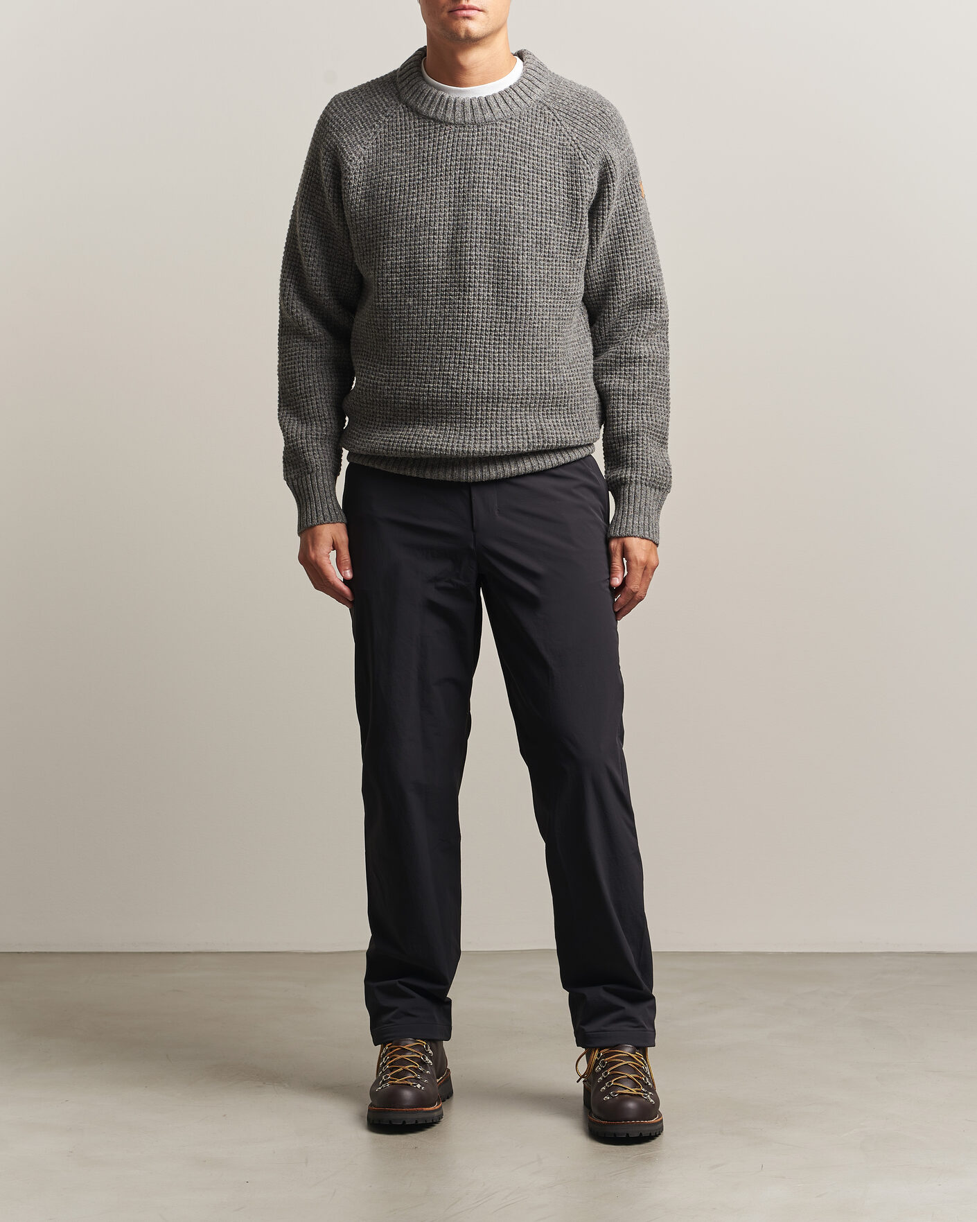 Herren | Pullover | Fjällräven | Övik Wool Waffle Knit Grey Melange
