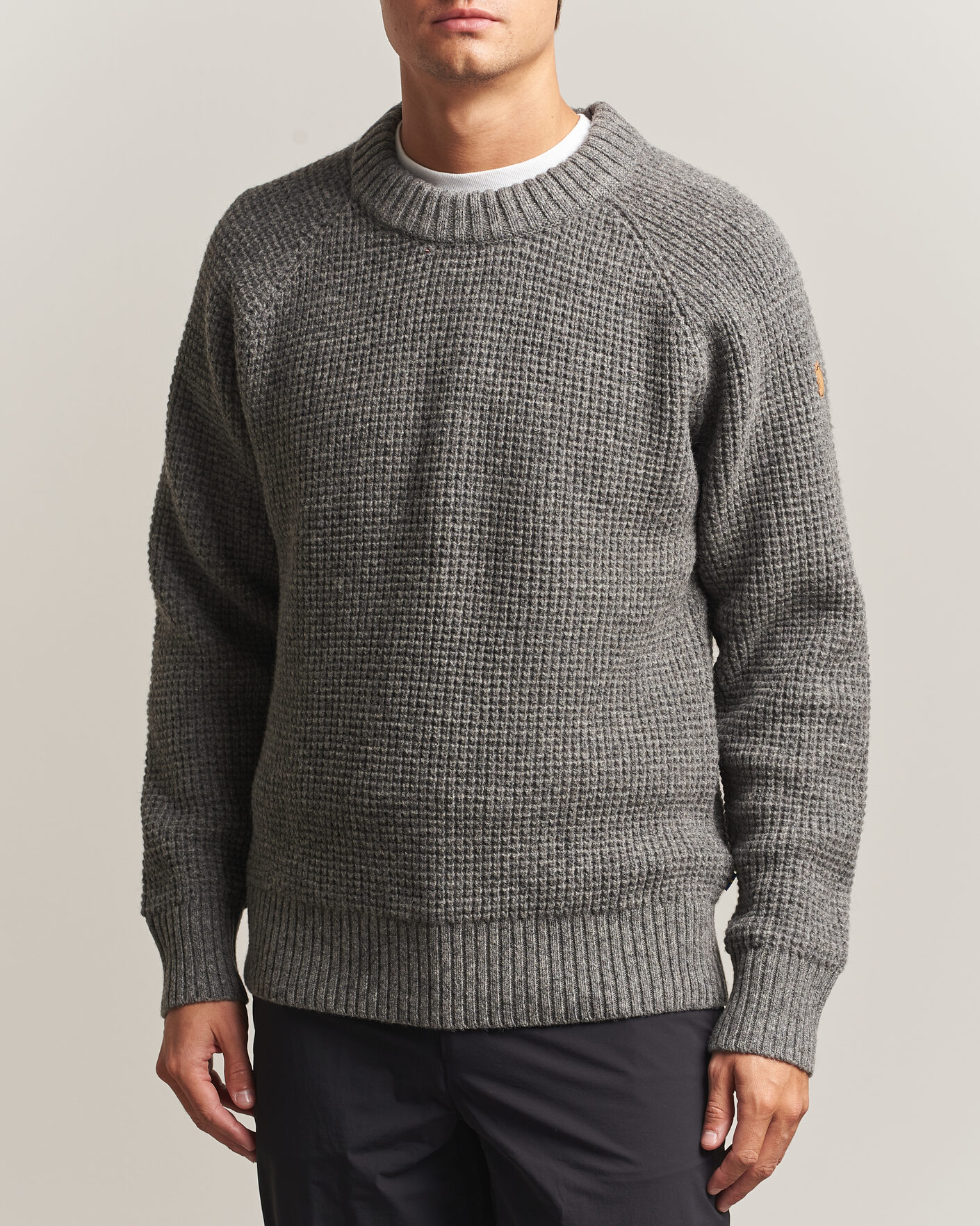 Herren | Pullover | Fjällräven | Övik Wool Waffle Knit Grey Melange