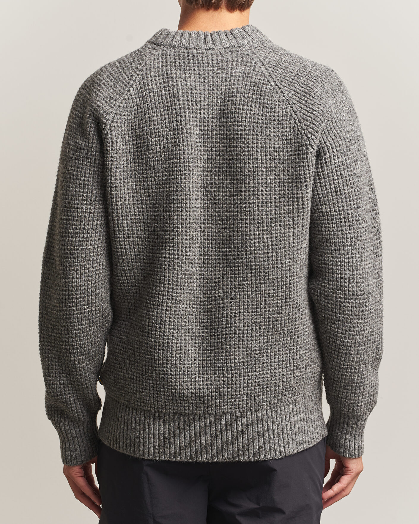 Herren | Pullover | Fjällräven | Övik Wool Waffle Knit Grey Melange