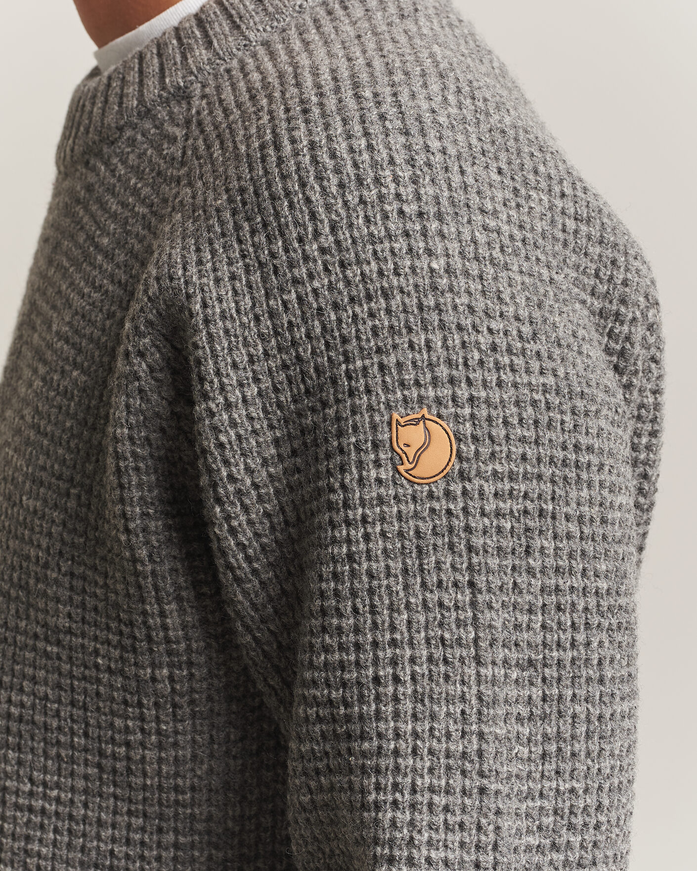 Herren | Pullover | Fjällräven | Övik Wool Waffle Knit Grey Melange