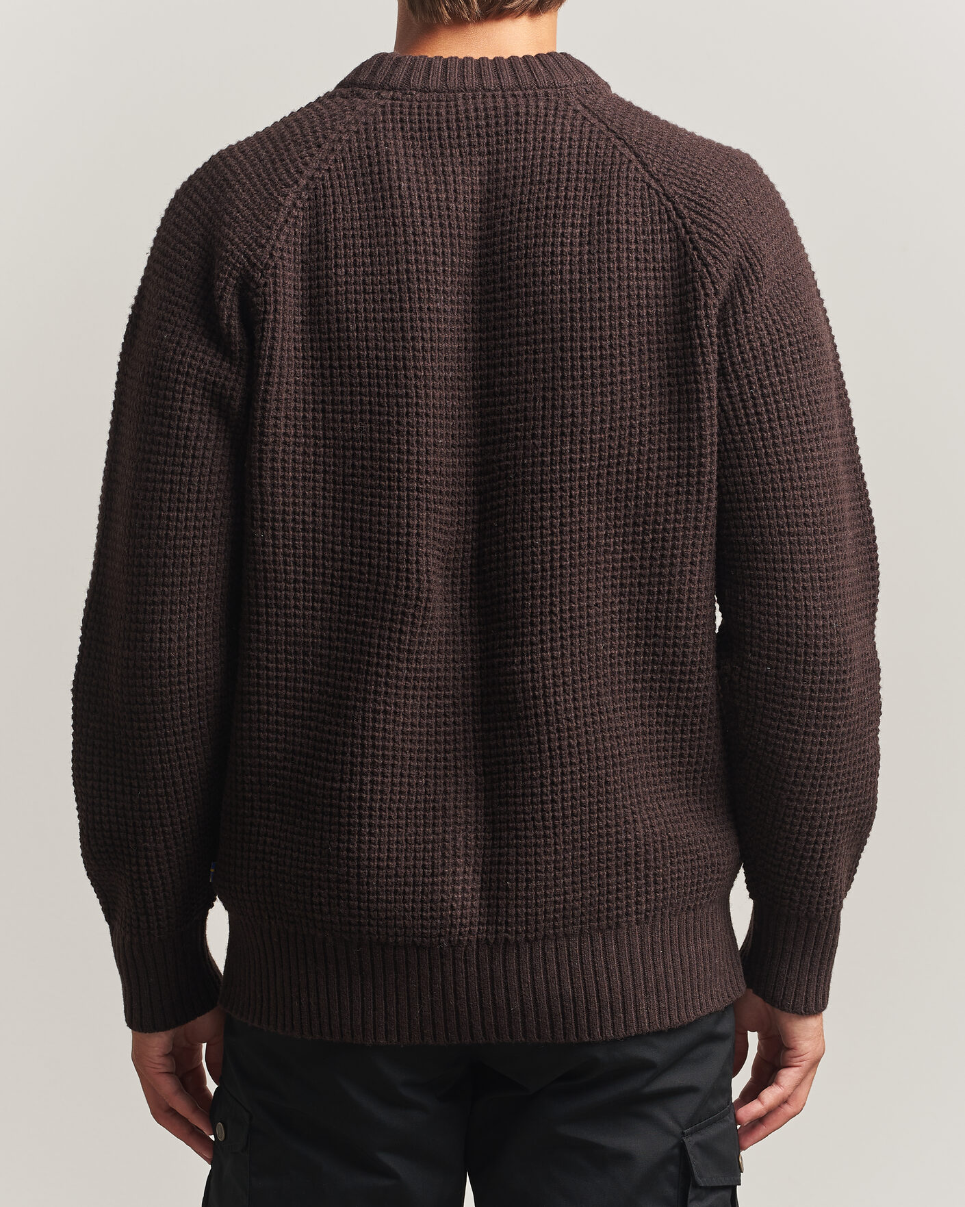 Herren | Pullover | Fjällräven | Övik Wool Waffle Knit Black Oak