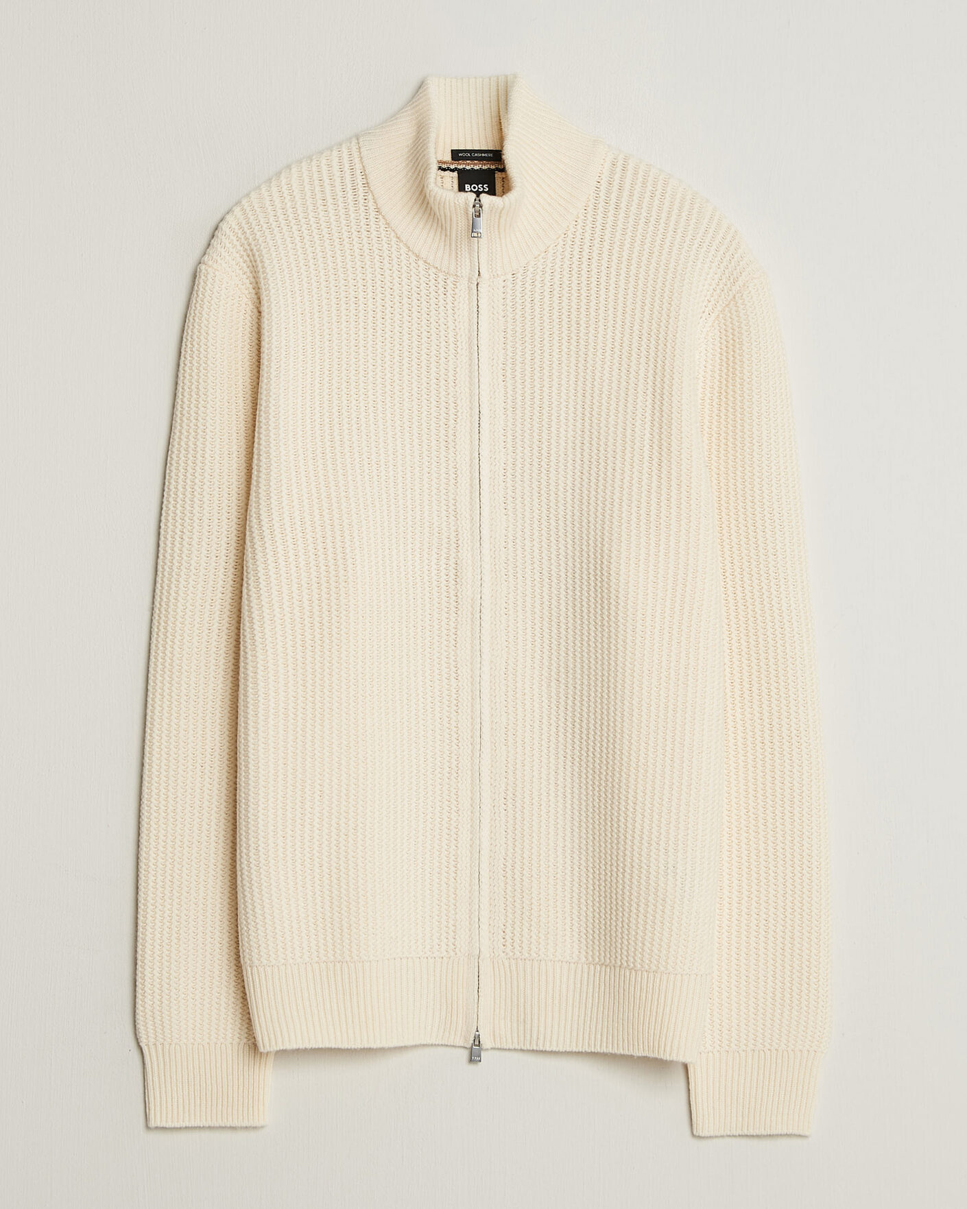 Herren | Pullover | BOSS BLACK | Fiocco Wool/Cashmere Full Zip Open White