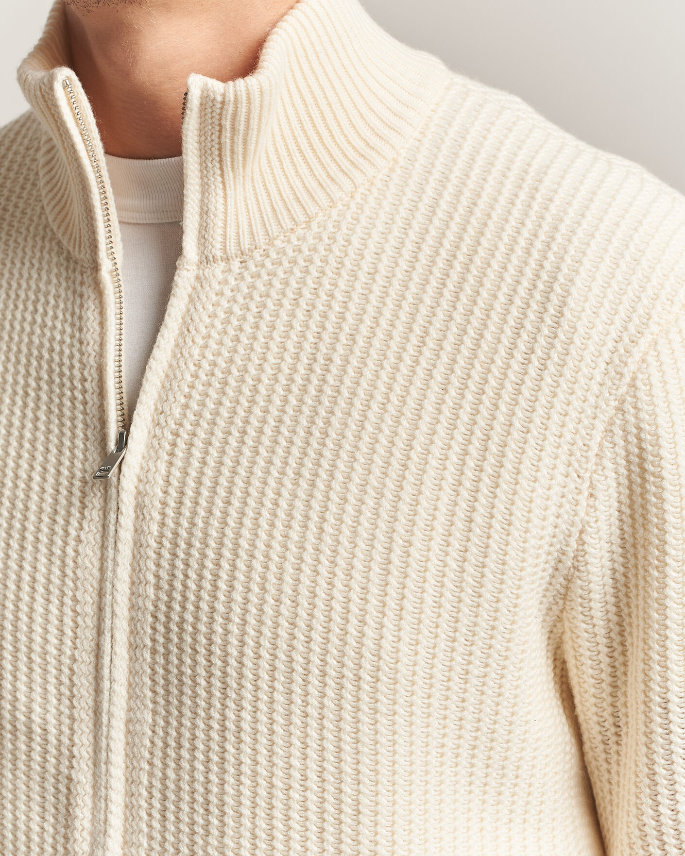 Herren | Pullover | BOSS BLACK | Fiocco Wool/Cashmere Full Zip Open White