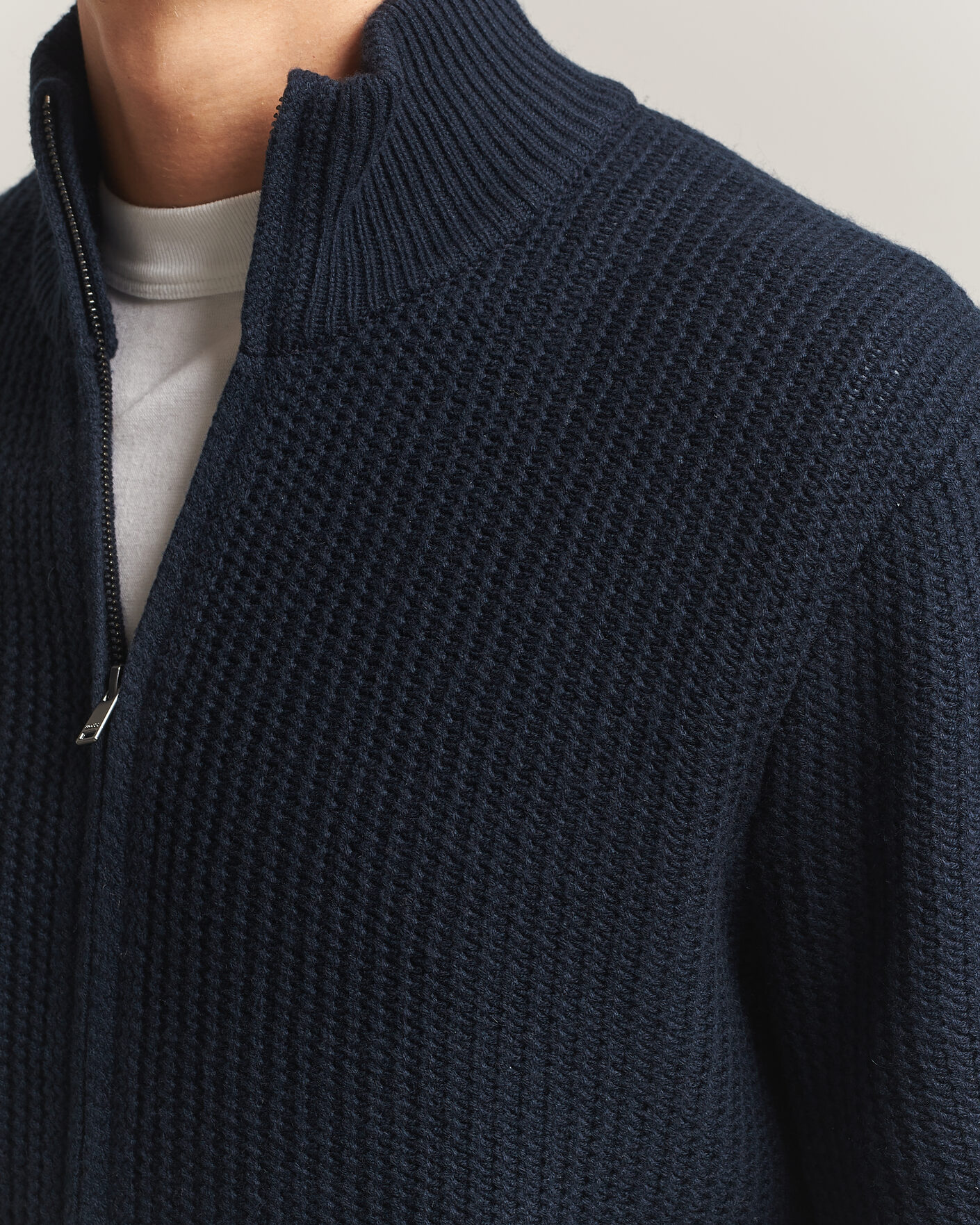 Herren | Pullover | BOSS BLACK | Fiocco Wool/Cashmere Full Zip Dark Blue