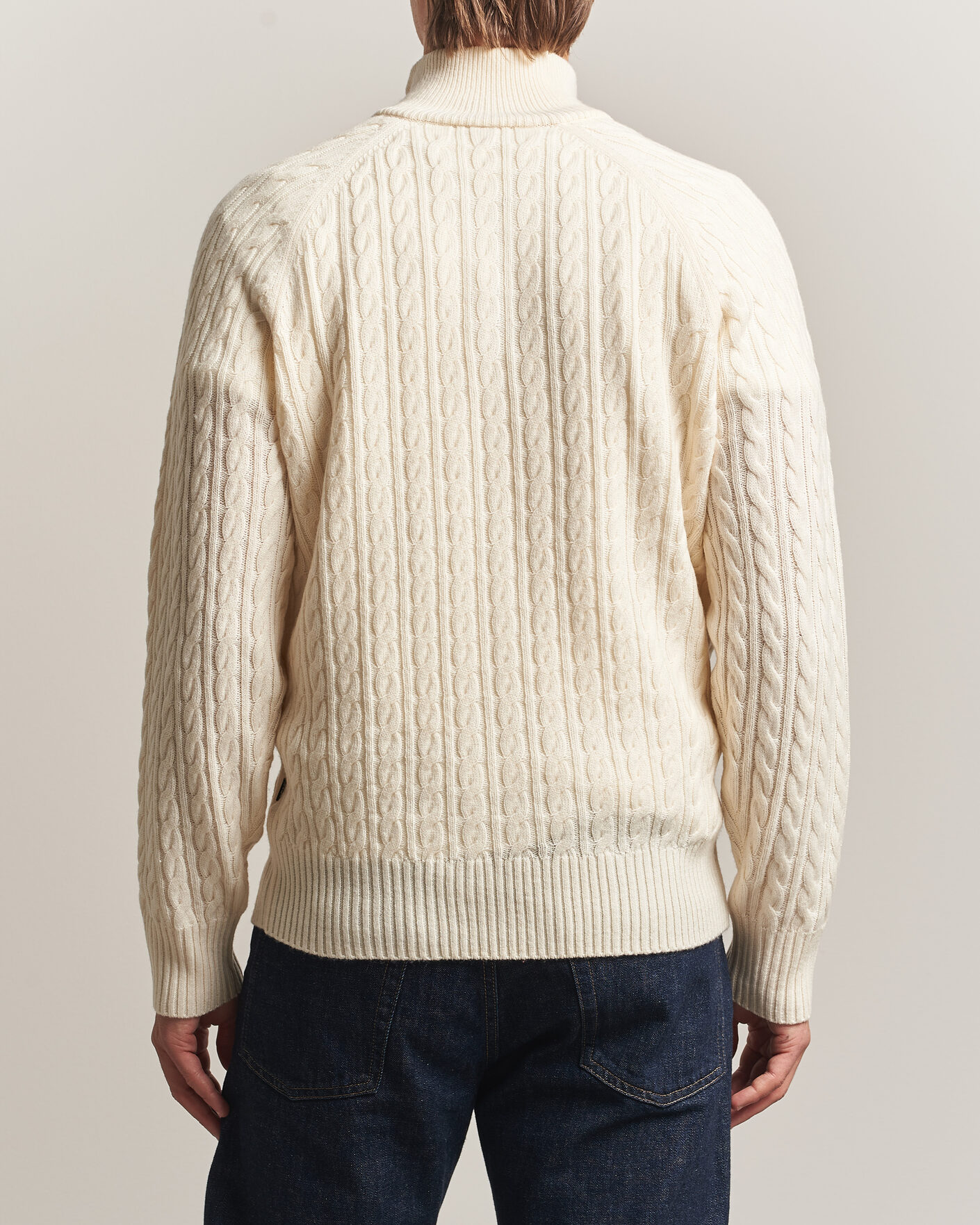 Herren | Pullover | BOSS BLACK | Furore Wool/Cashmere Cable Half Zip Open White