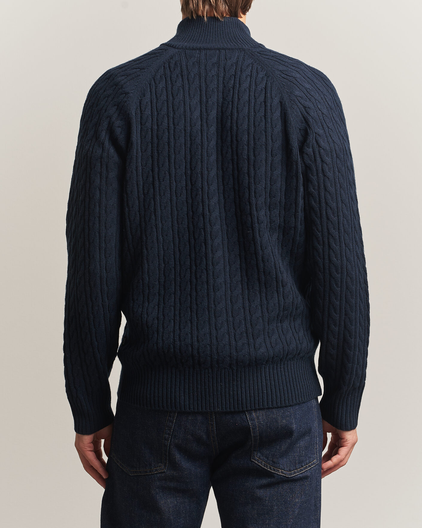 Herren | Pullover | BOSS BLACK | Furore Wool/Cashmere Cable Half Zip Dark Blue