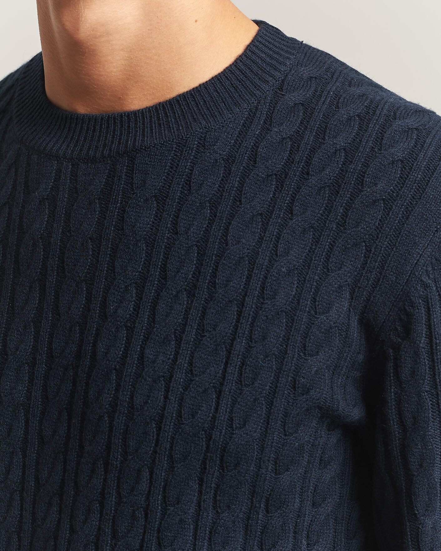 Herren | Pullover | BOSS BLACK | Furlan Wool/Cashmere Cable Crew Neck Dark Blue