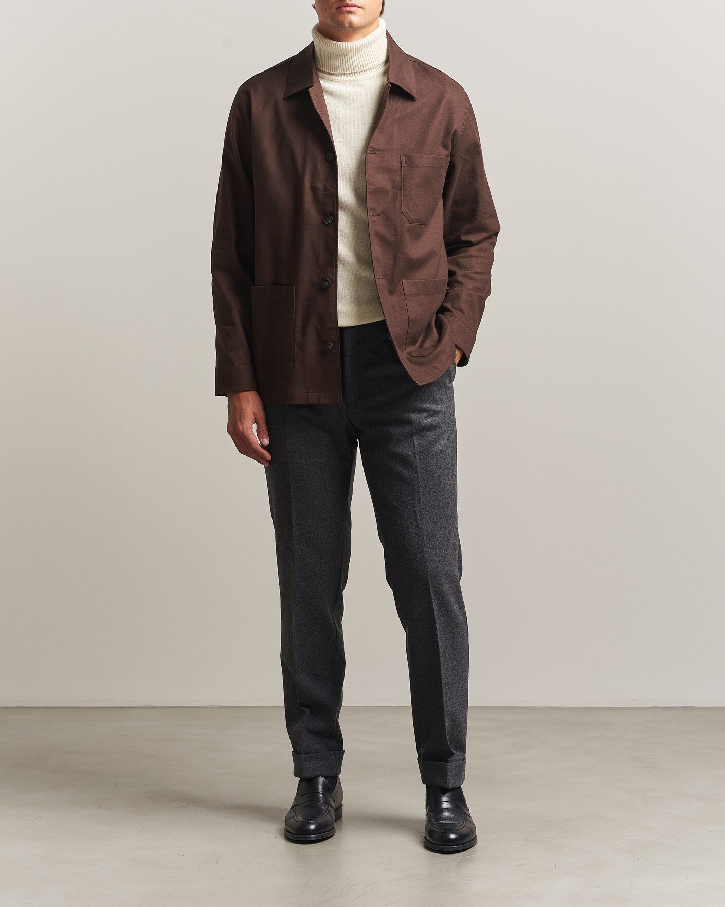 Herren | Hemden | BOSS BLACK | Cai Cotton Overshirt Dark Brown