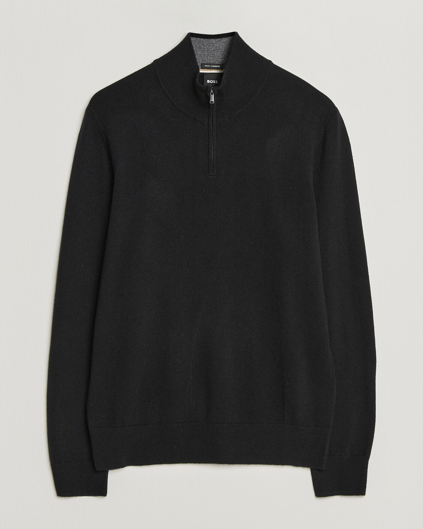 Herren | Pullover | BOSS BLACK | Hemarlo Wool/Cashmere Half Zip Black