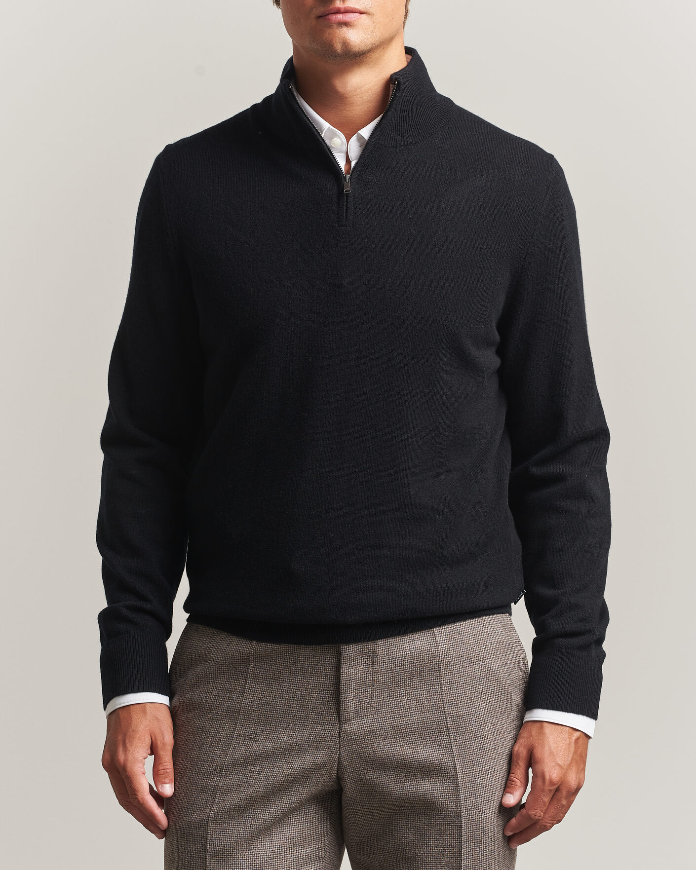 Herren | Pullover | BOSS BLACK | Hemarlo Wool/Cashmere Half Zip Black