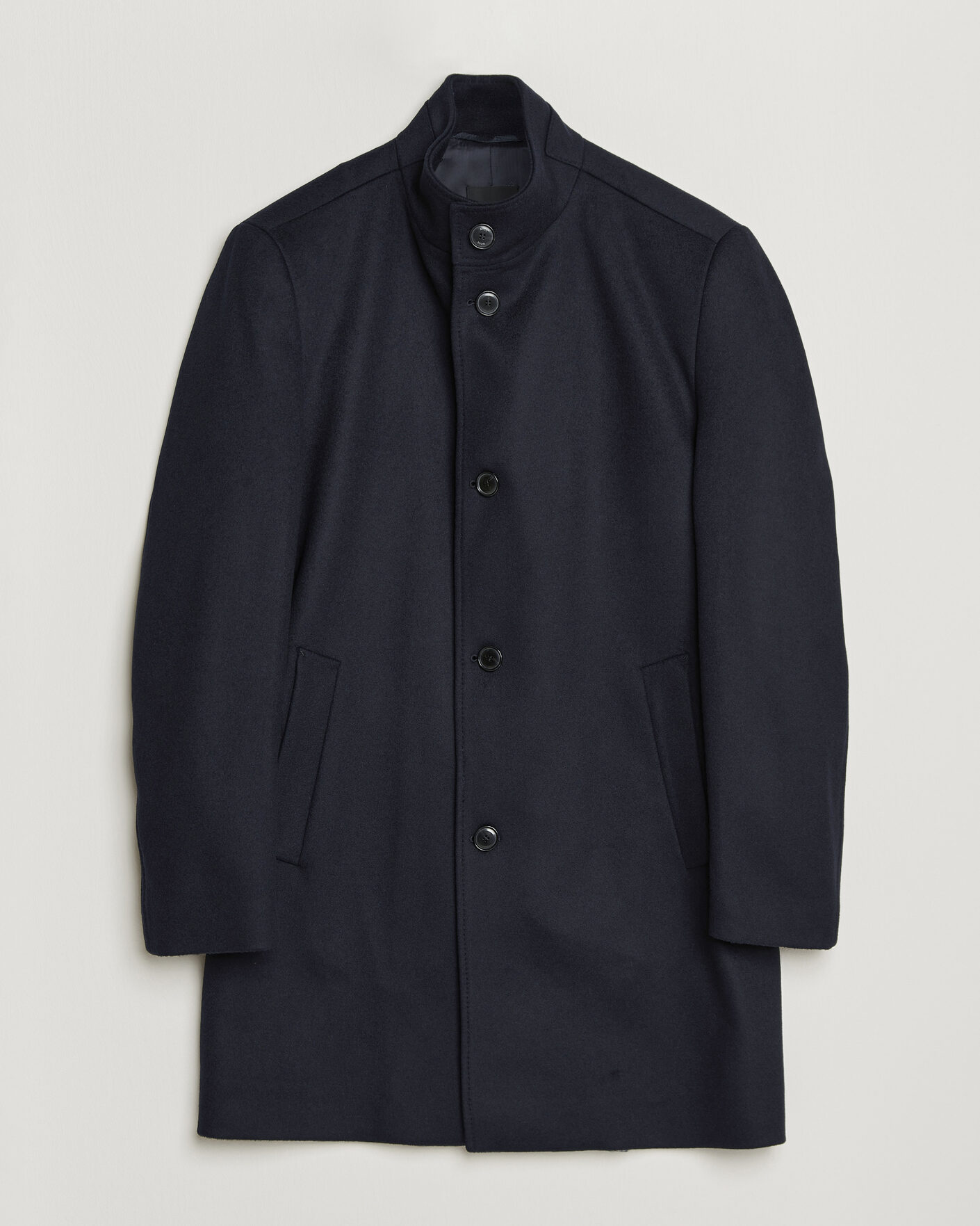 Herren | Jacken | BOSS BLACK | Hyde Wool Stand Up Collar Coat Dark Blue
