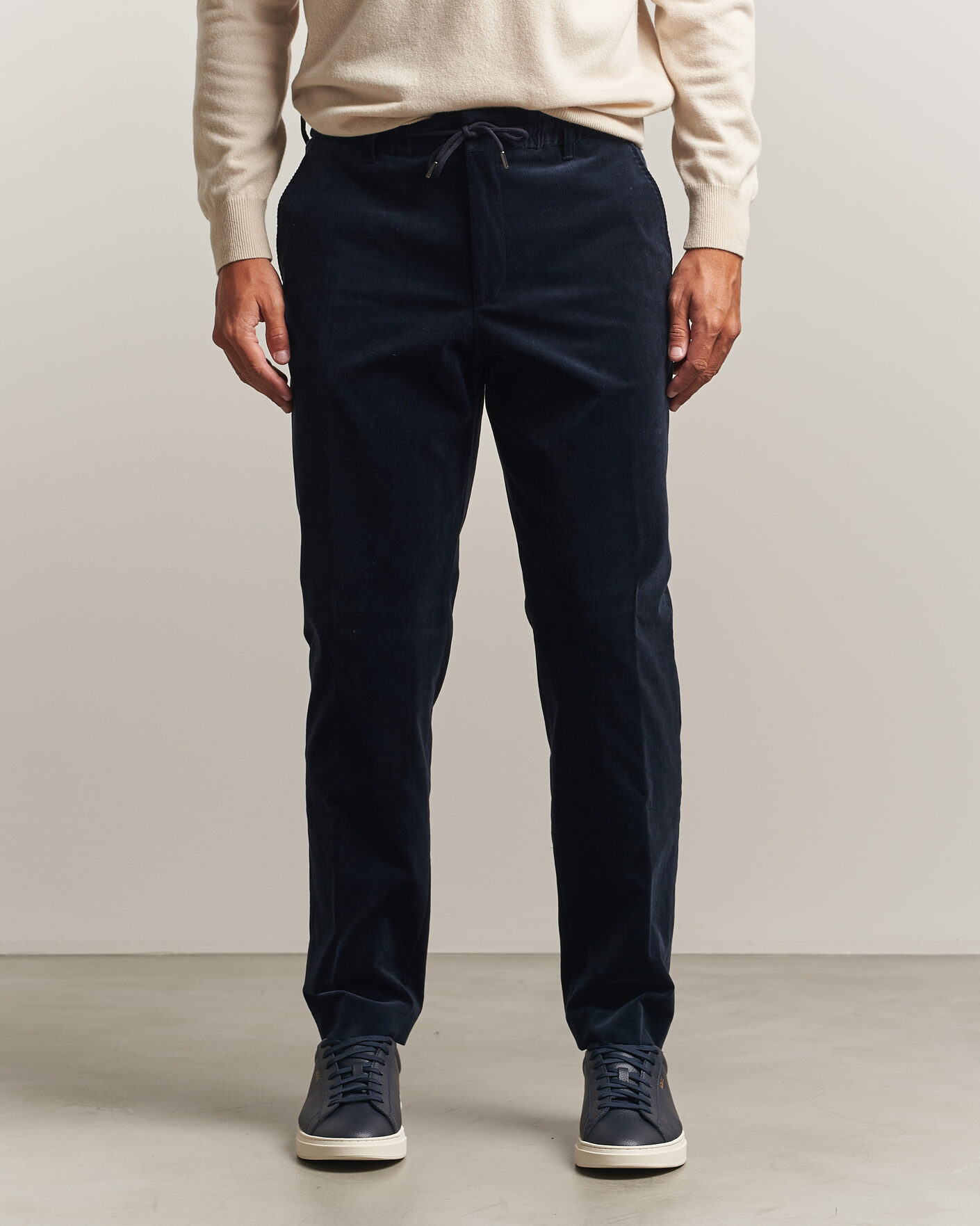 Herren | Hosen | BOSS BLACK | Perin Corduroy Drawstring Trousers Dark Blue