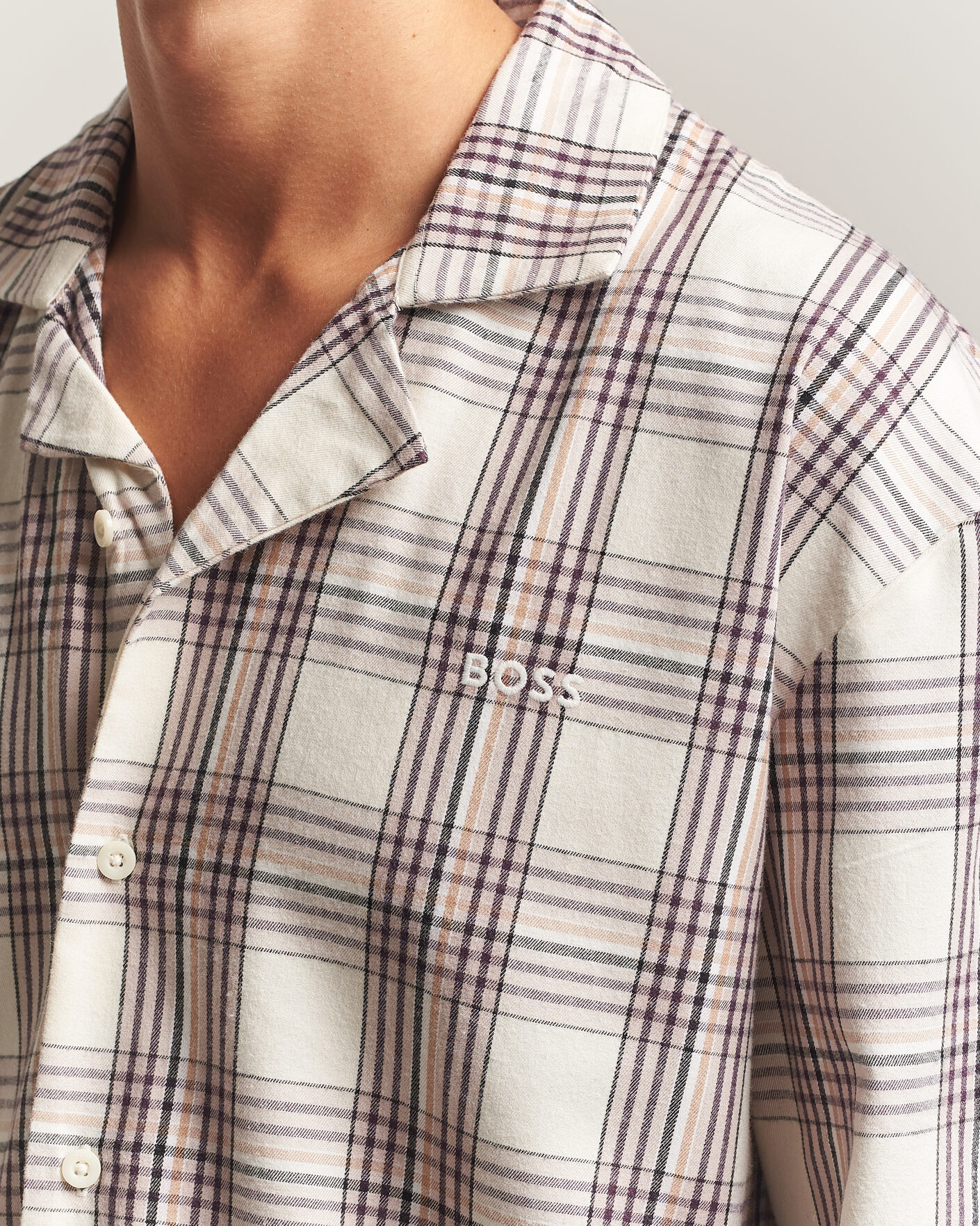 Herren | Schlafanzüge & Bademäntel | BOSS BLACK | Checked Flannel Pyjama Set Open White