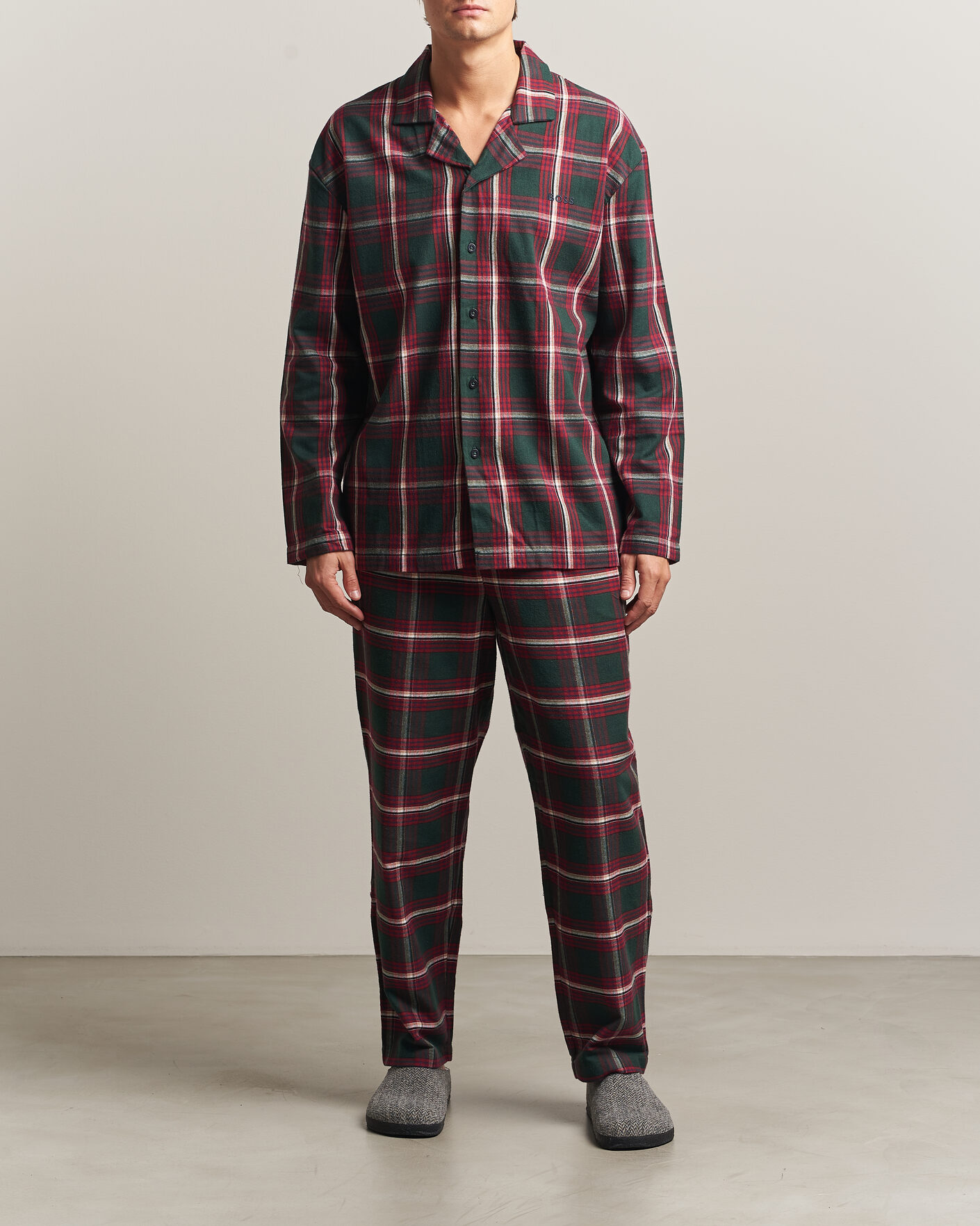 Herren | Schlafanzüge & Bademäntel | BOSS BLACK | Checked Flannel Pyjama Set Open Red