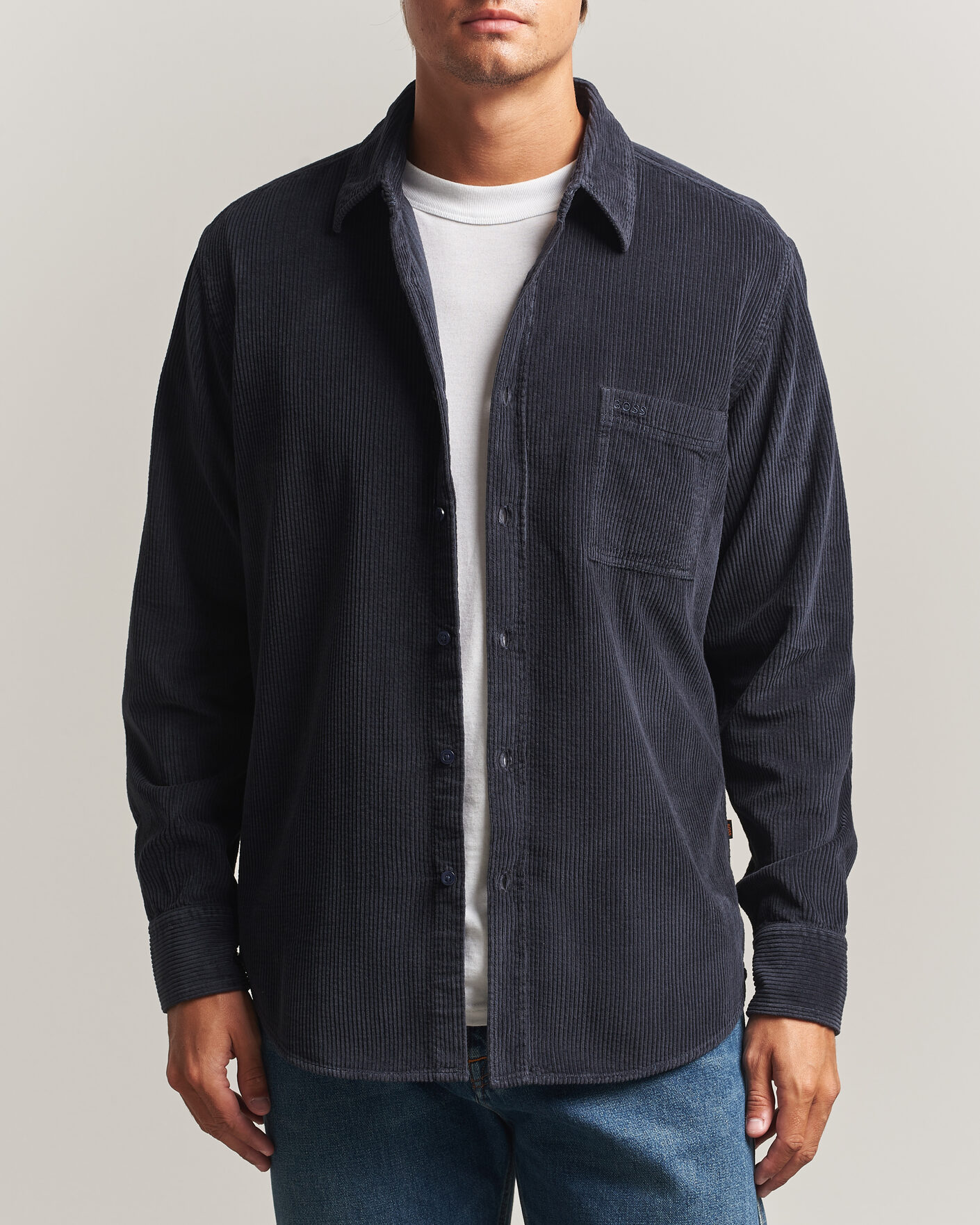 Herren | Hemden | BOSS ORANGE | Relegant Corduroy Shirt Dark Blue