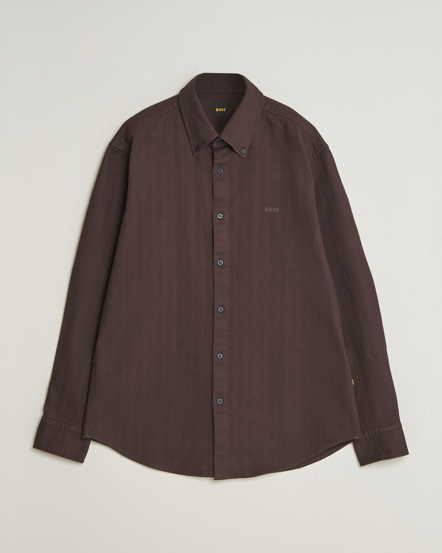 Herren | Hemden | BOSS ORANGE | Ricopuls Brushed Herringbone Shirt Dark Brown