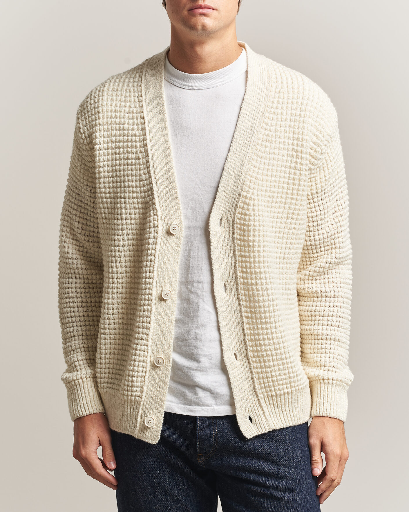 Herren | Pullover | BOSS ORANGE | Korsico Wool Knitted Cardigan Open White
