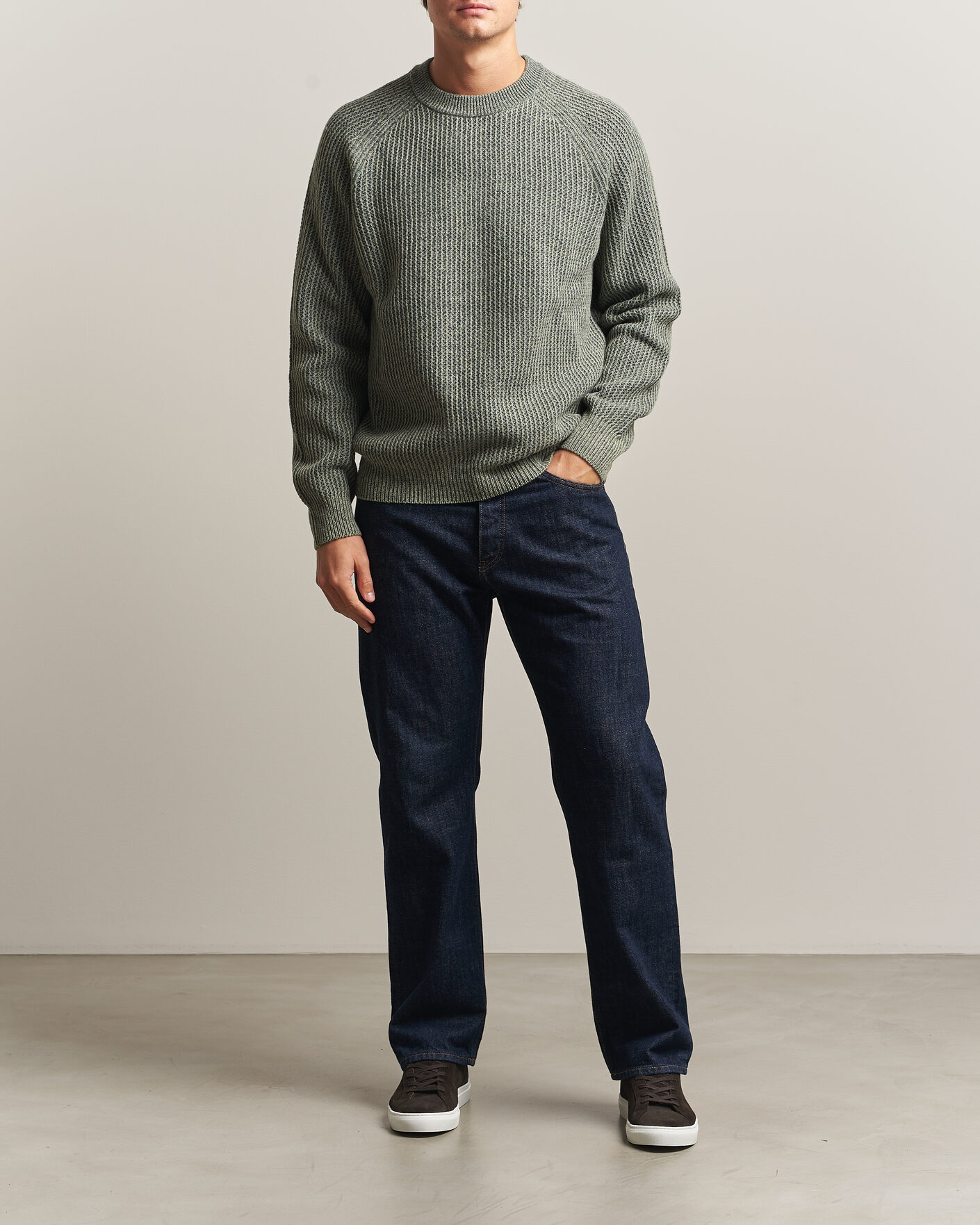 Herren | Pullover | BOSS ORANGE | Kepler Wool Knitted Sweater Open Green