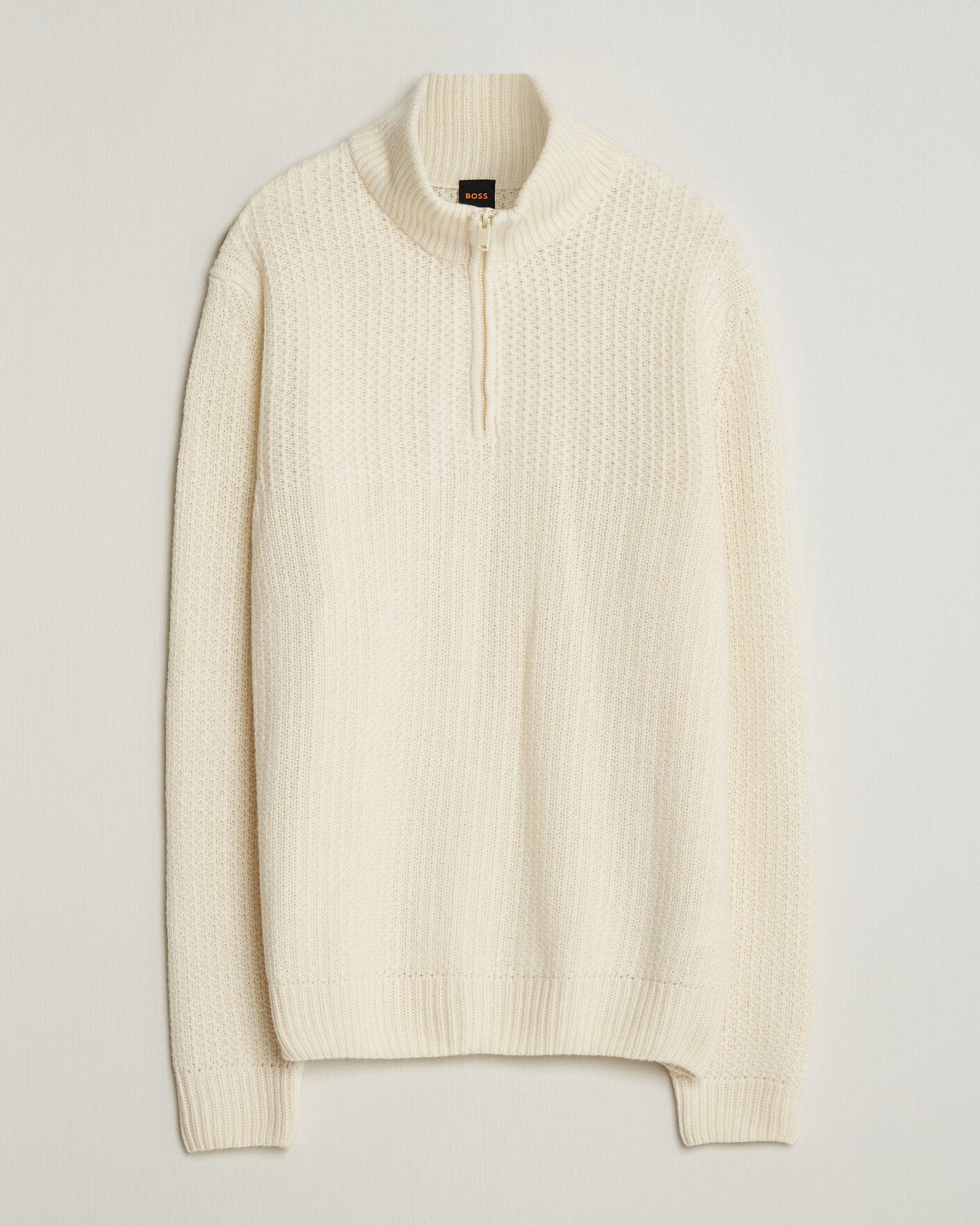 Herren | Pullover | BOSS ORANGE | Kenter Wool Knitted Half Zip Open White