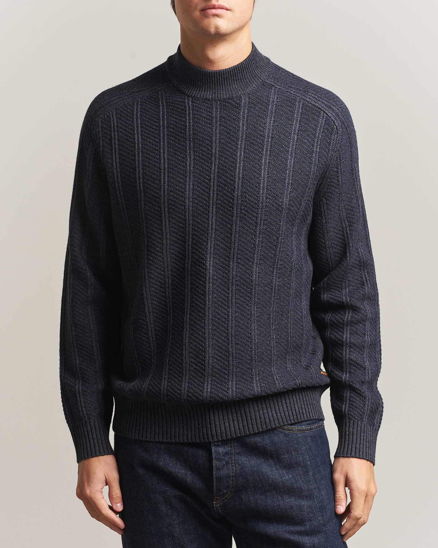 Herren | Pullover | BOSS ORANGE | Katoolo Wool/Cotton Knitted Turtleneck Dark Blue