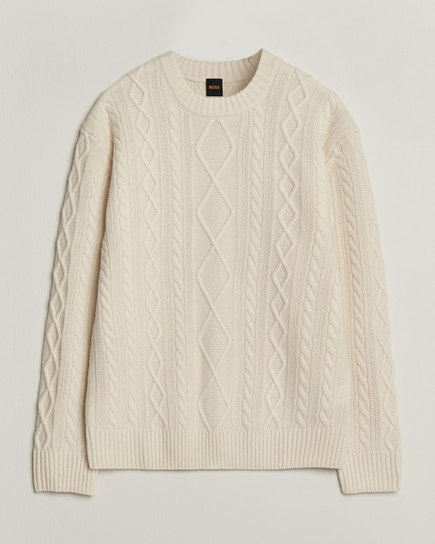 Herren | Pullover | BOSS ORANGE | Atreccio Wool Structured Knitted Sweater Open White