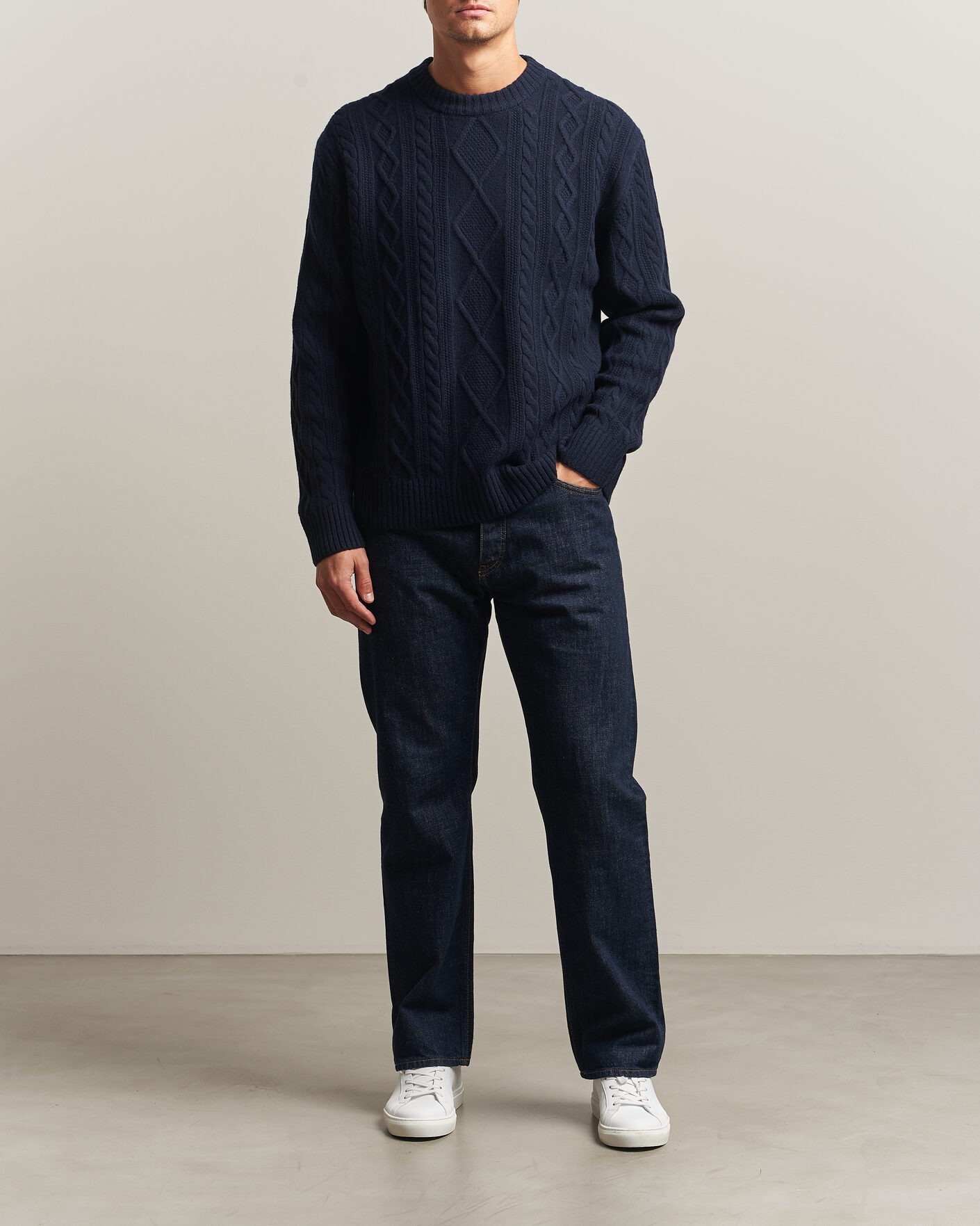 Herren | Pullover | BOSS ORANGE | Atreccio Wool Structured Knitted Sweater Dark Blue