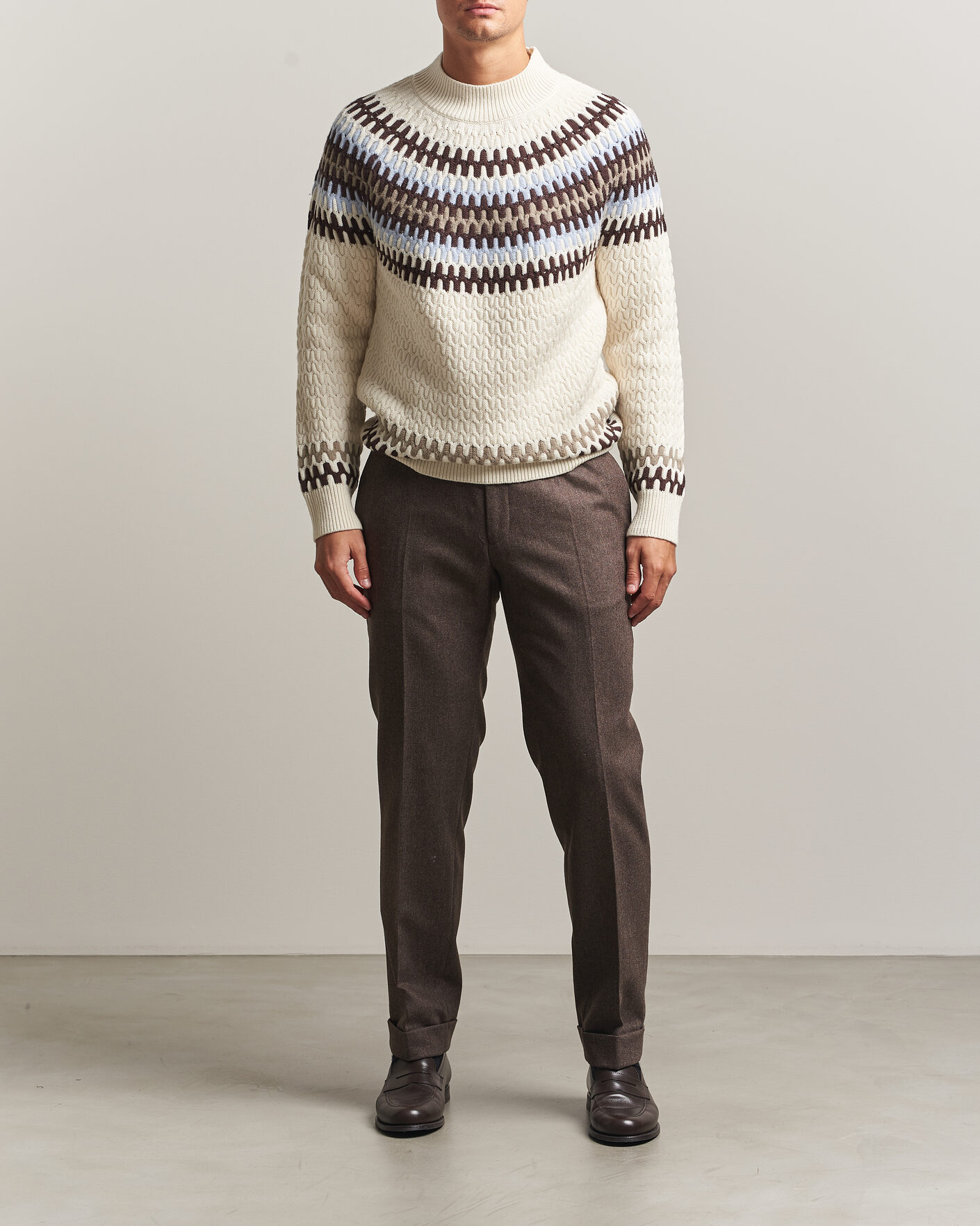 Herren | Pullover | BOSS BLACK | Fiotto Wool Fairisle Sweater Open White