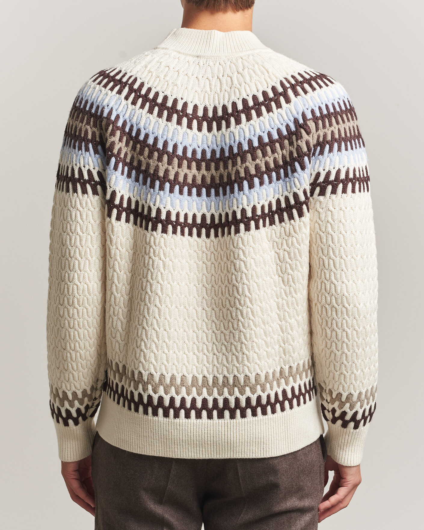 Herren | Pullover | BOSS BLACK | Fiotto Wool Fairisle Sweater Open White
