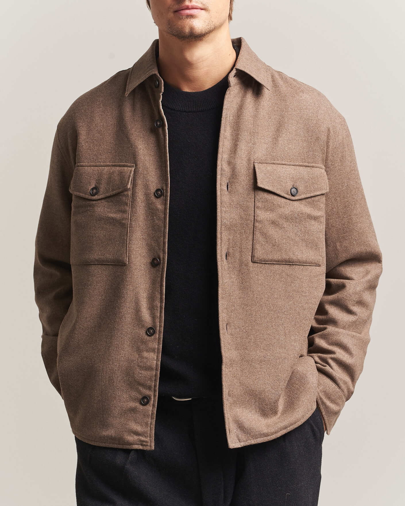Herren | Hemden | BOSS BLACK | Colin Brushed Pocket Overshirt Open Brown