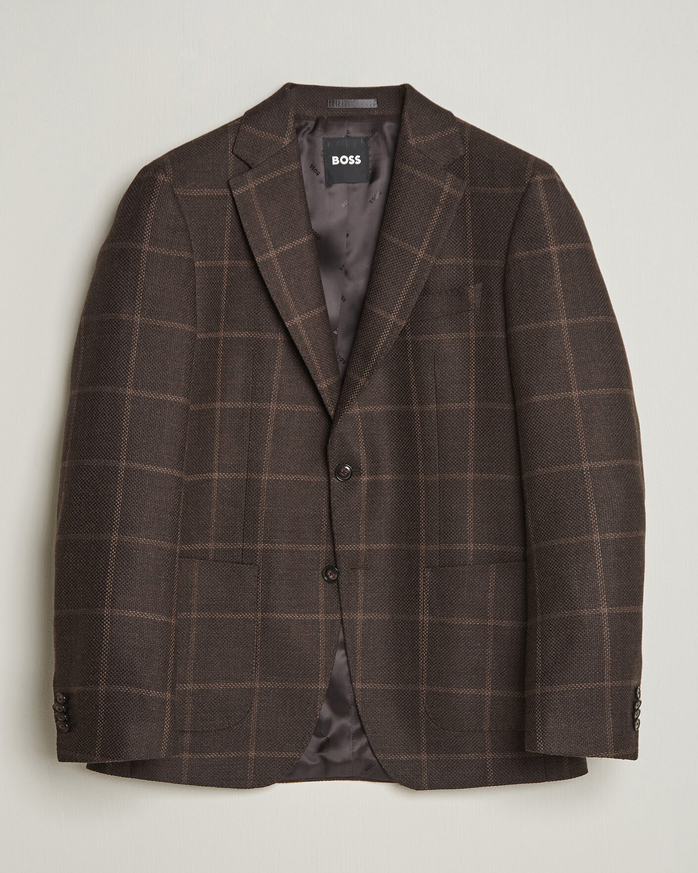 Herren | Sakkos | BOSS BLACK | Hutson Checked Wool Blazer Dark Brown