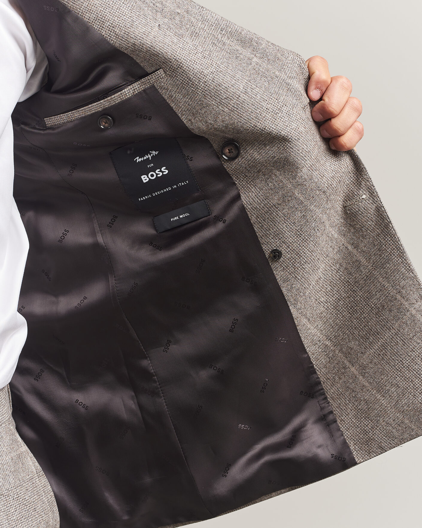 Herren | Anzüge | BOSS BLACK | Huge Wool Checked Double Breasted Suit Open Brown