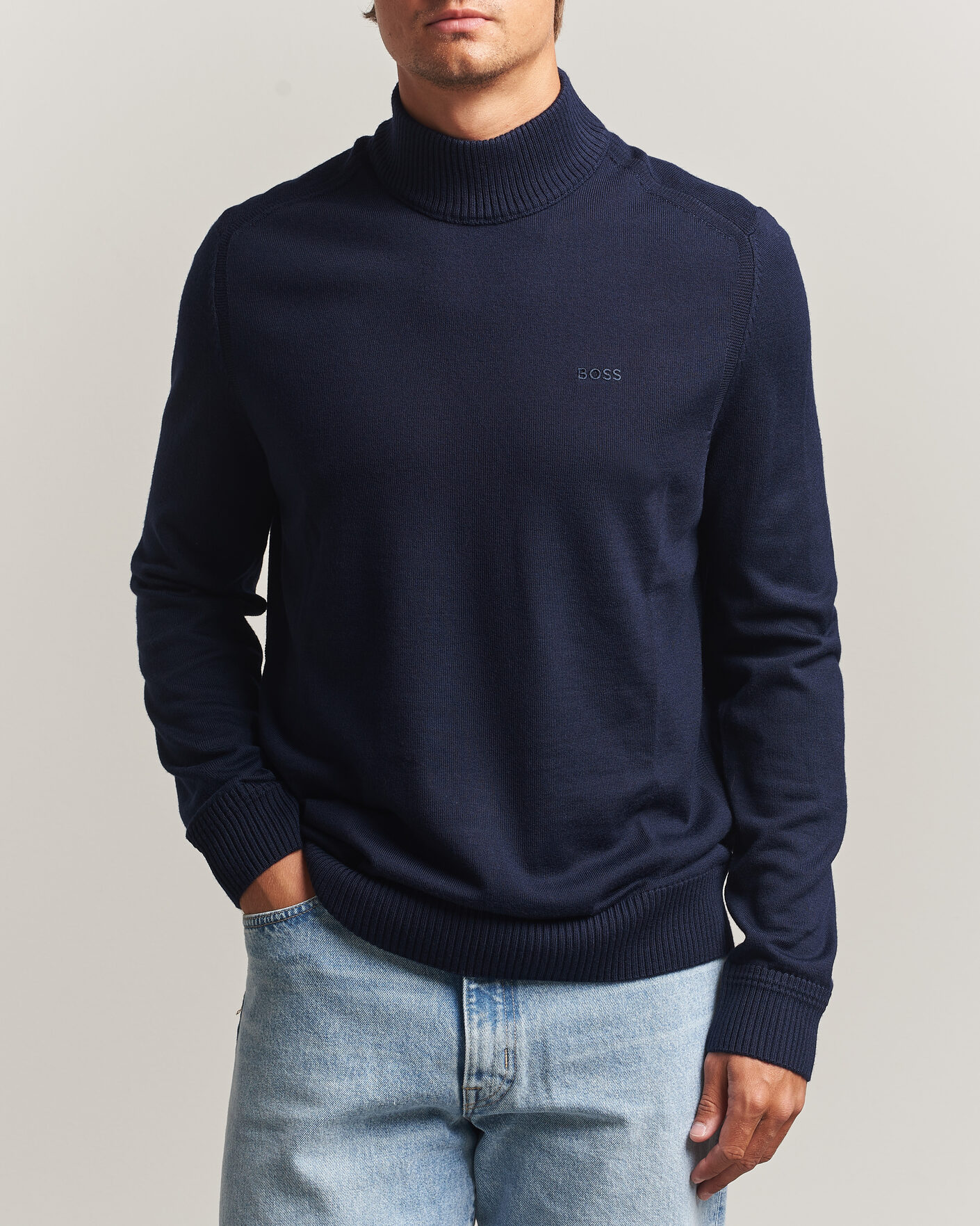 Herren | Pullover | BOSS ORANGE | Avac Knitted Turtleneck Dark Blue