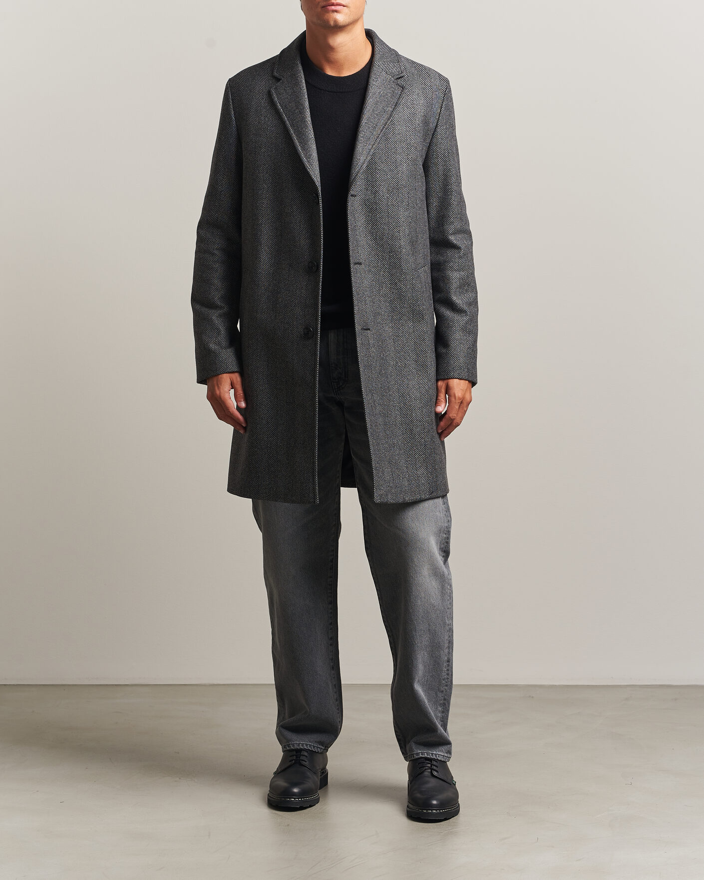 Herren | Jacken | HUGO | Malte Herringbone Coat Dark Grey